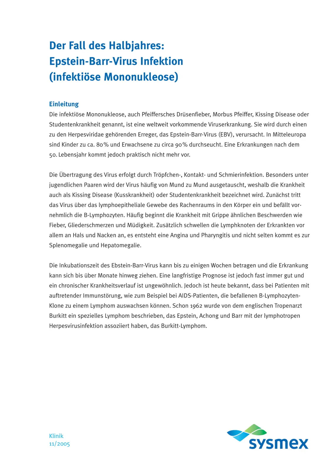 غلاف تقرير Der Fall des Halbjahres: Epstein-Barr-Virus Infektion (infektiöse Mononukleose)