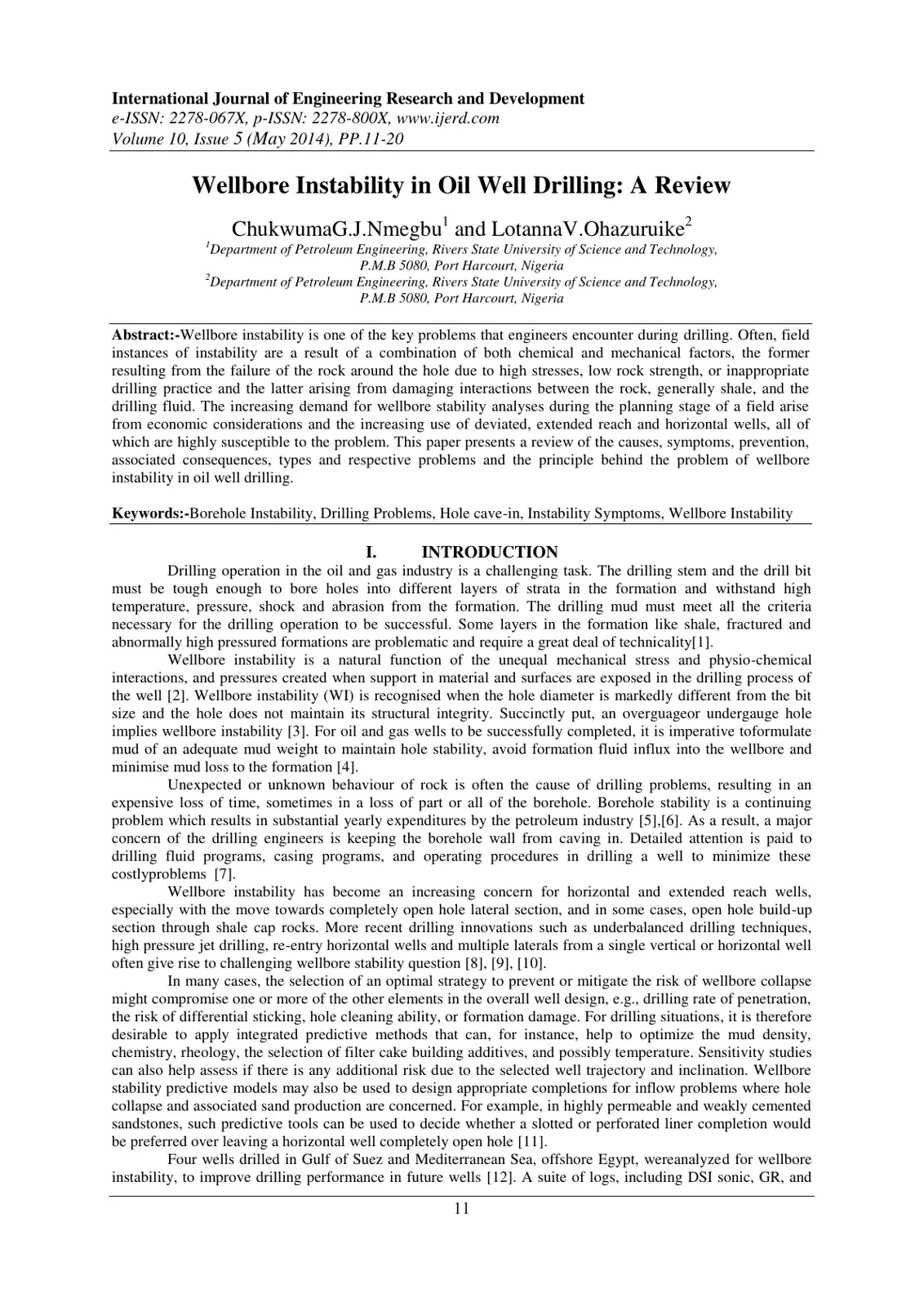 غلاف تقرير Wellbore Instability in Oil Well Drilling: A Review
