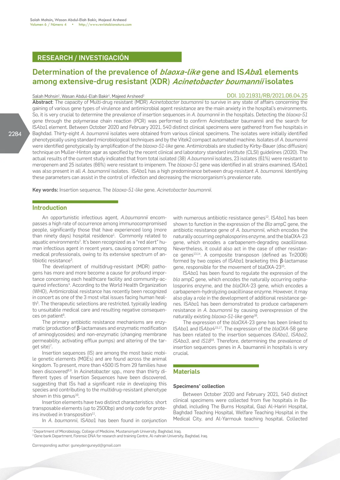 غلاف تقرير Determination of the prevalence of blaOXA-like gene and ISAbal elements among extensive-drug resistant (XDR) Acinetobacter baumannii isolates
