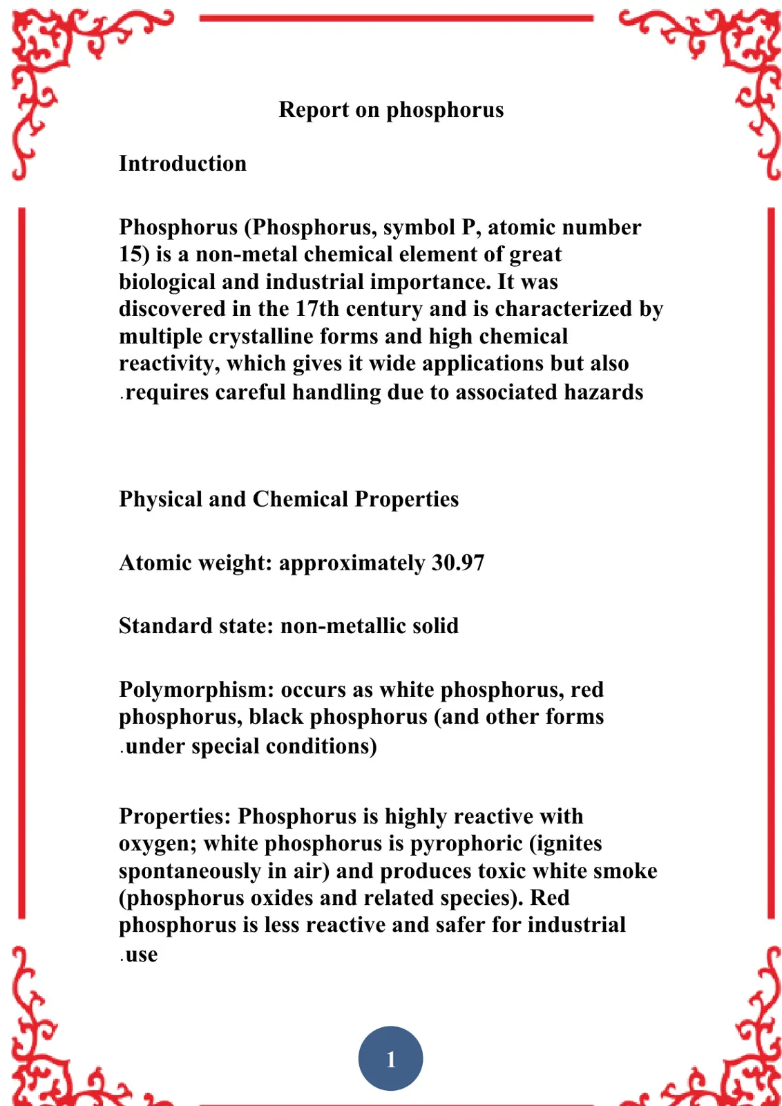 غلاف تقرير Report on Phosphorus
