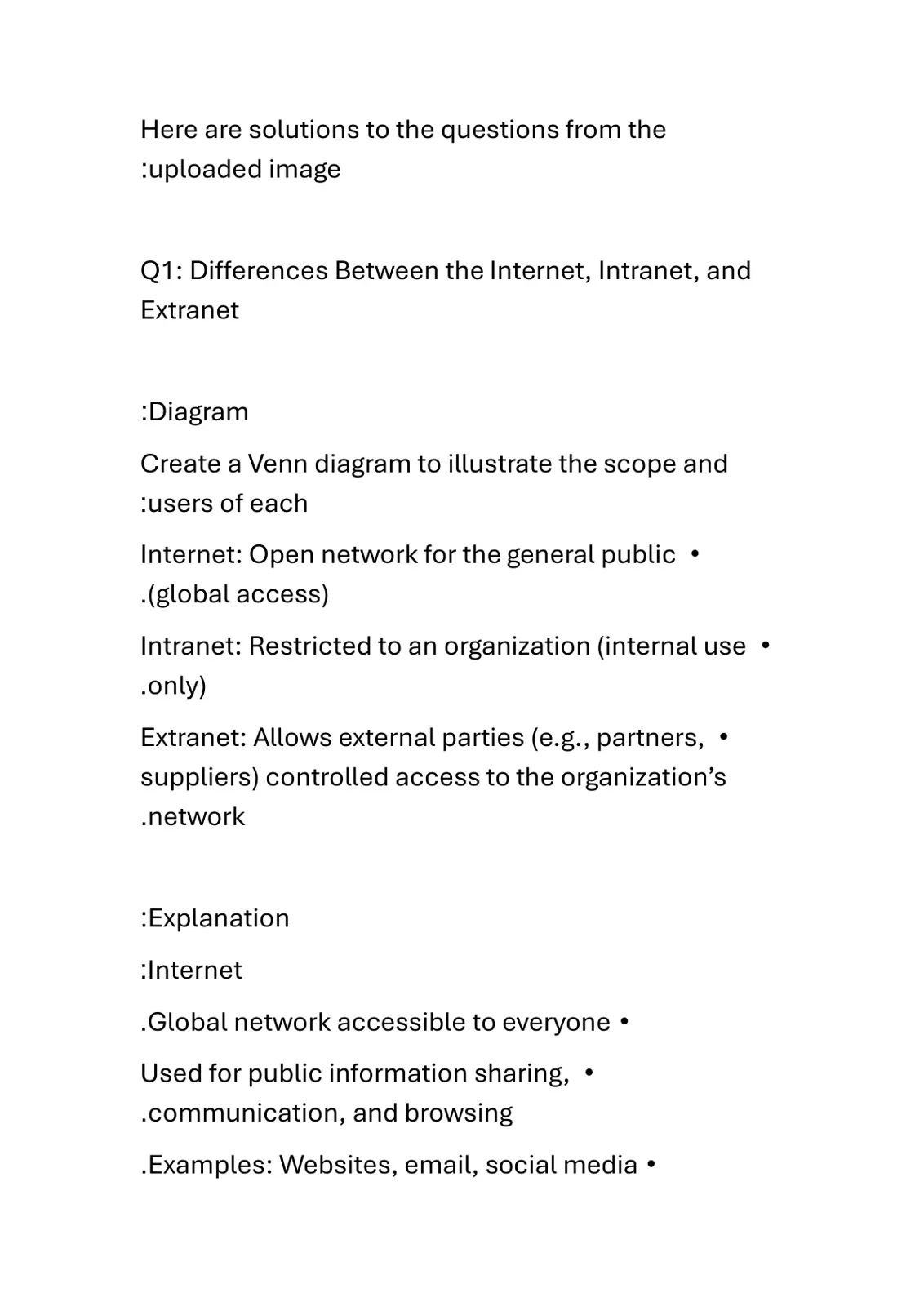 غلاف تقرير Differences Between the Internet, Intranet, and Extranet