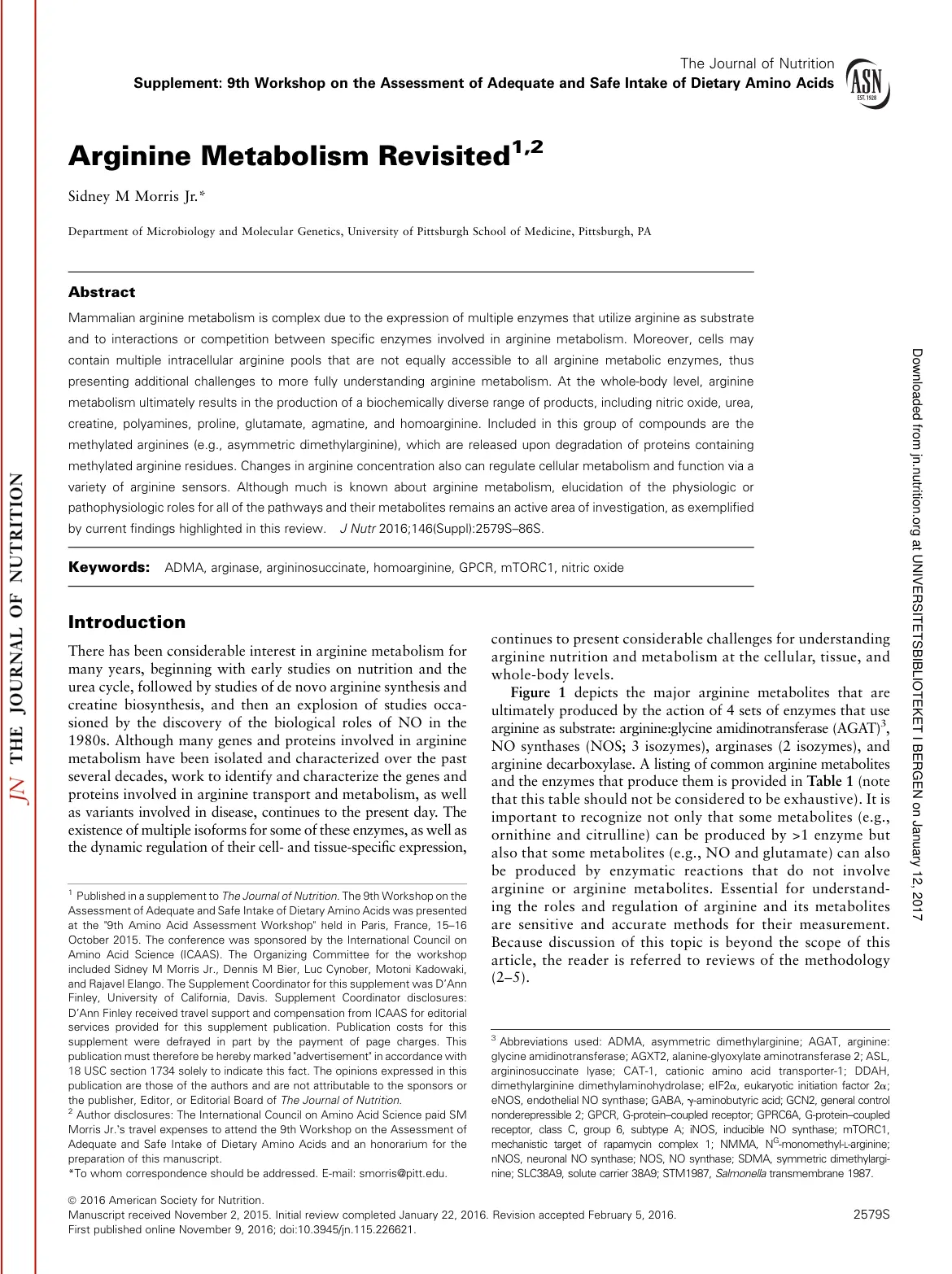 غلاف تقرير Arginine Metabolism Revisited