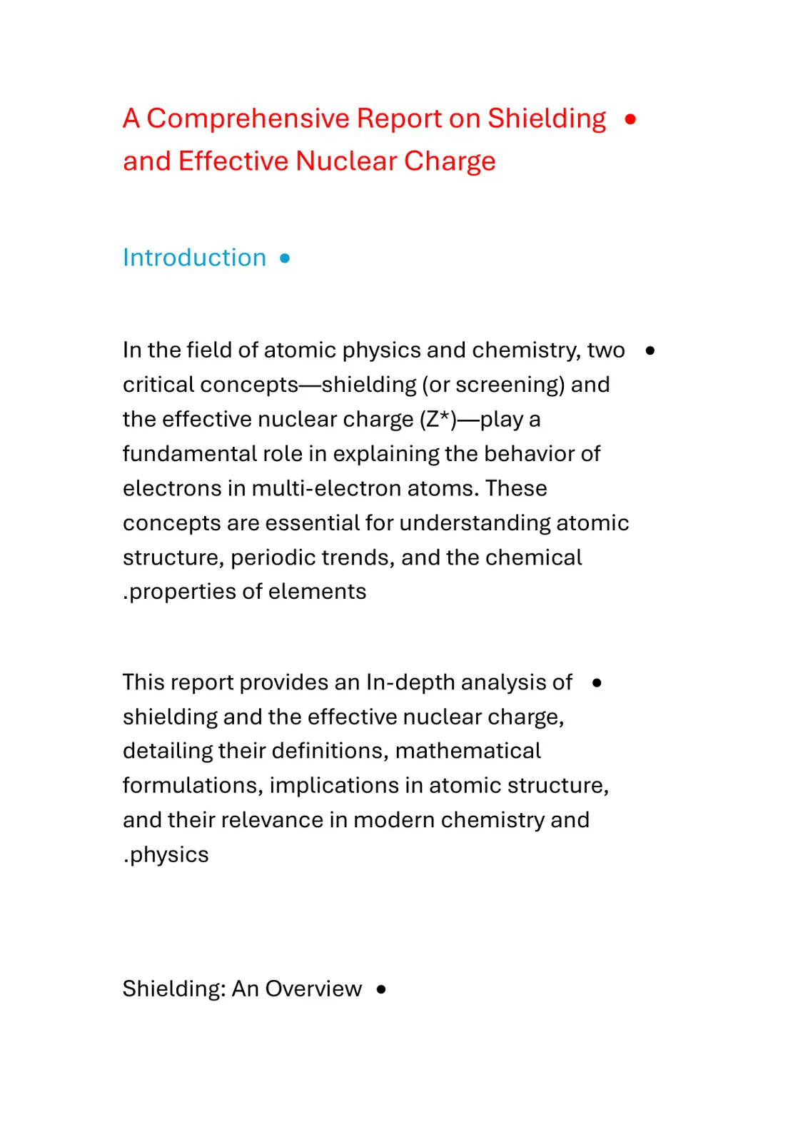 غلاف تقرير A Comprehensive Report on Shielding and Effective Nuclear Charge