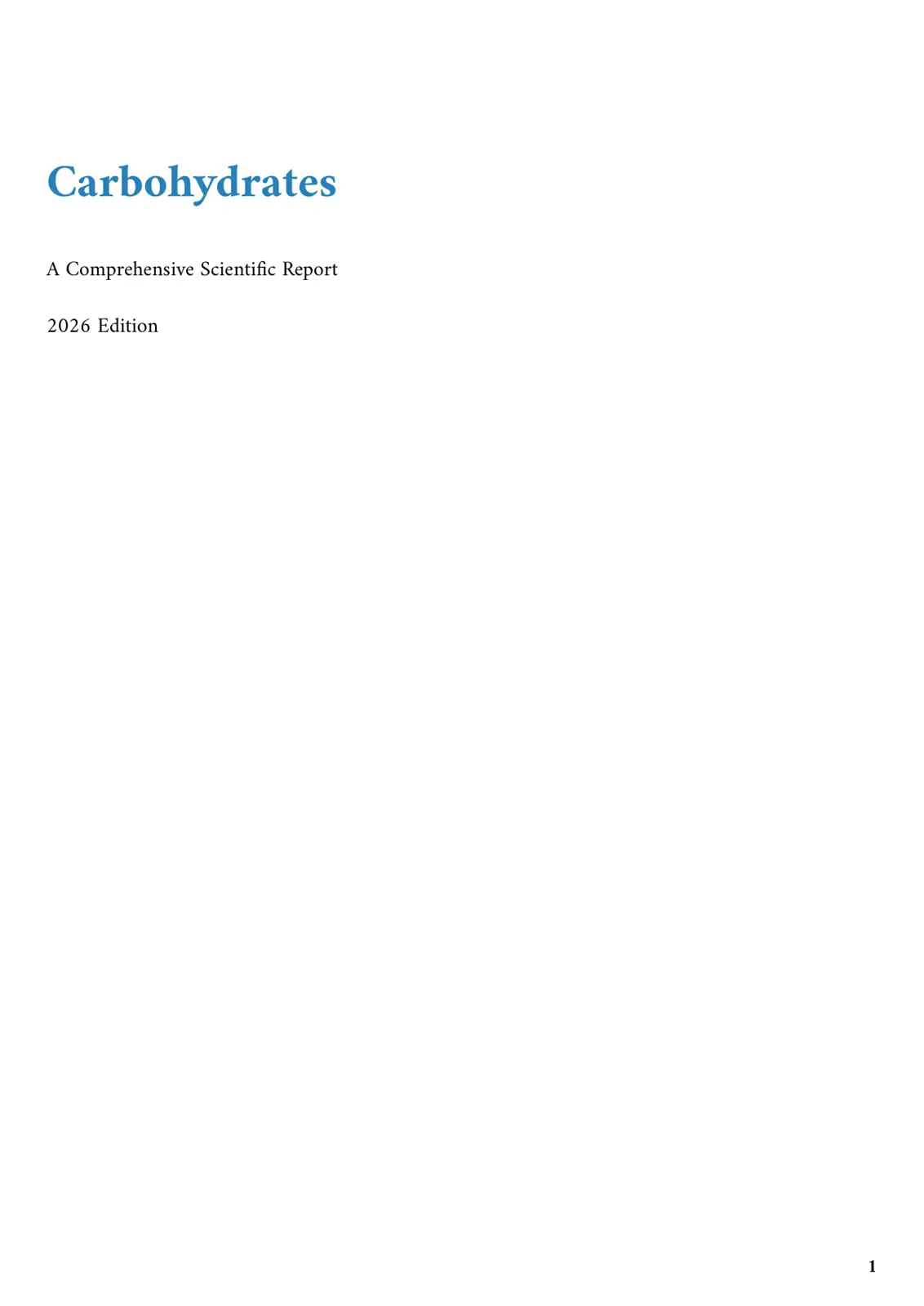 غلاف تقرير Carbohydrates: A Comprehensive Scientific Report