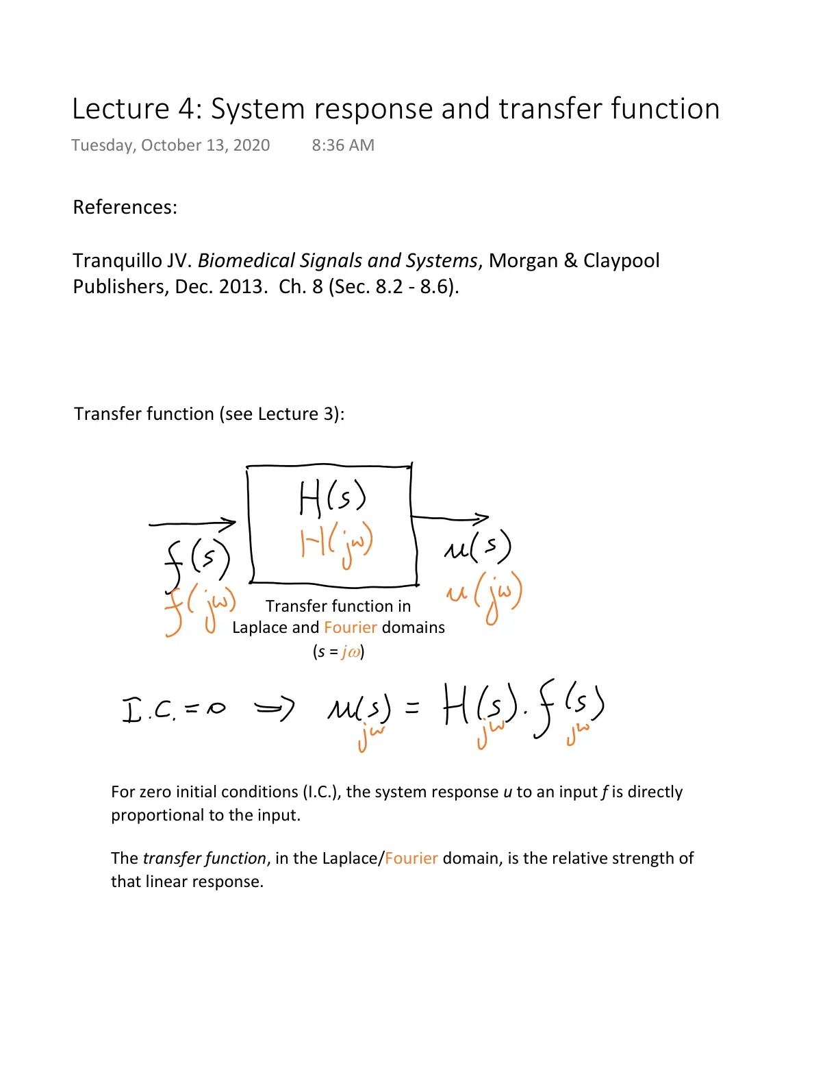 غلاف تقرير System Response and Transfer Function – Lecture 4