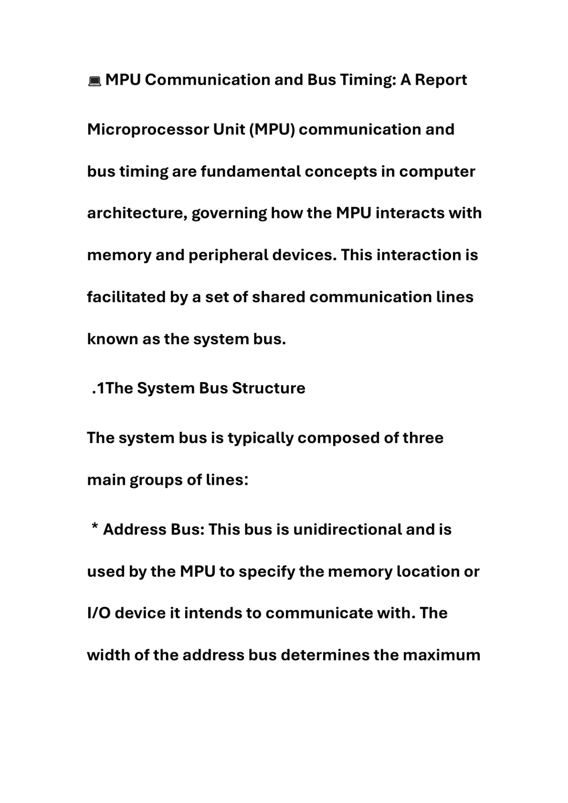 غلاف تقرير MPU Communication and Bus Timing: A Report