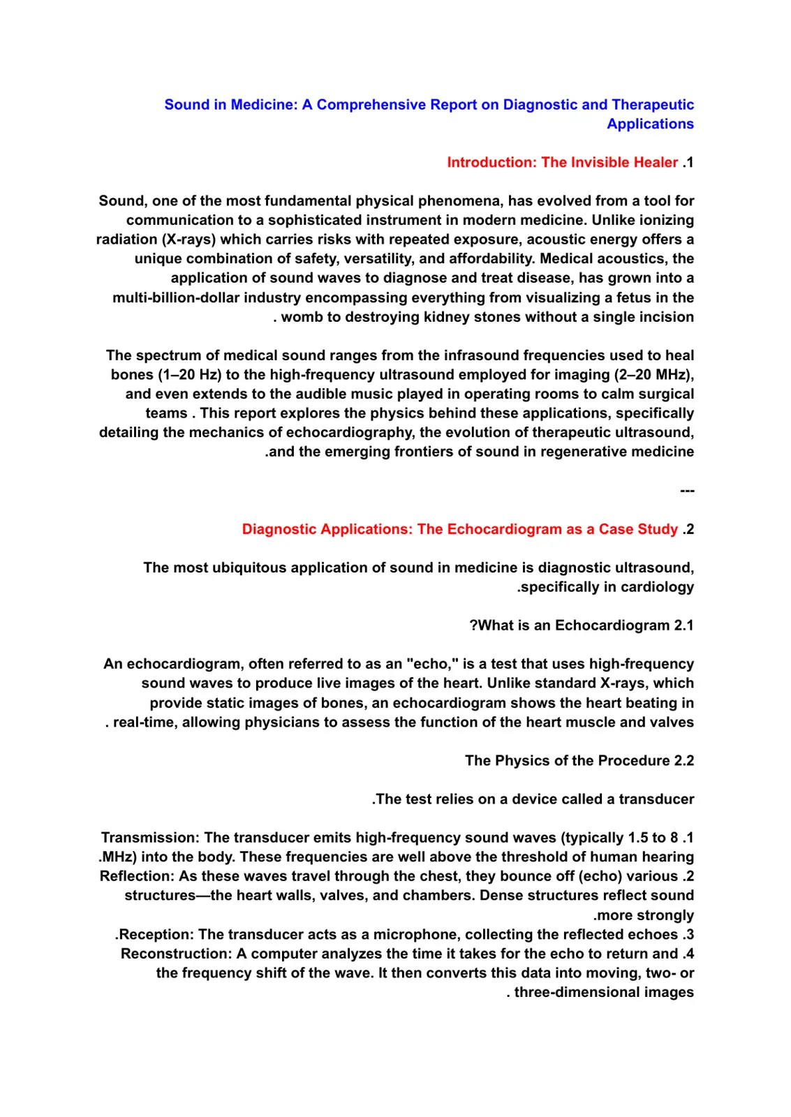 غلاف تقرير Sound in Medicine: A Comprehensive Report on Diagnostic and Therapeutic Applications