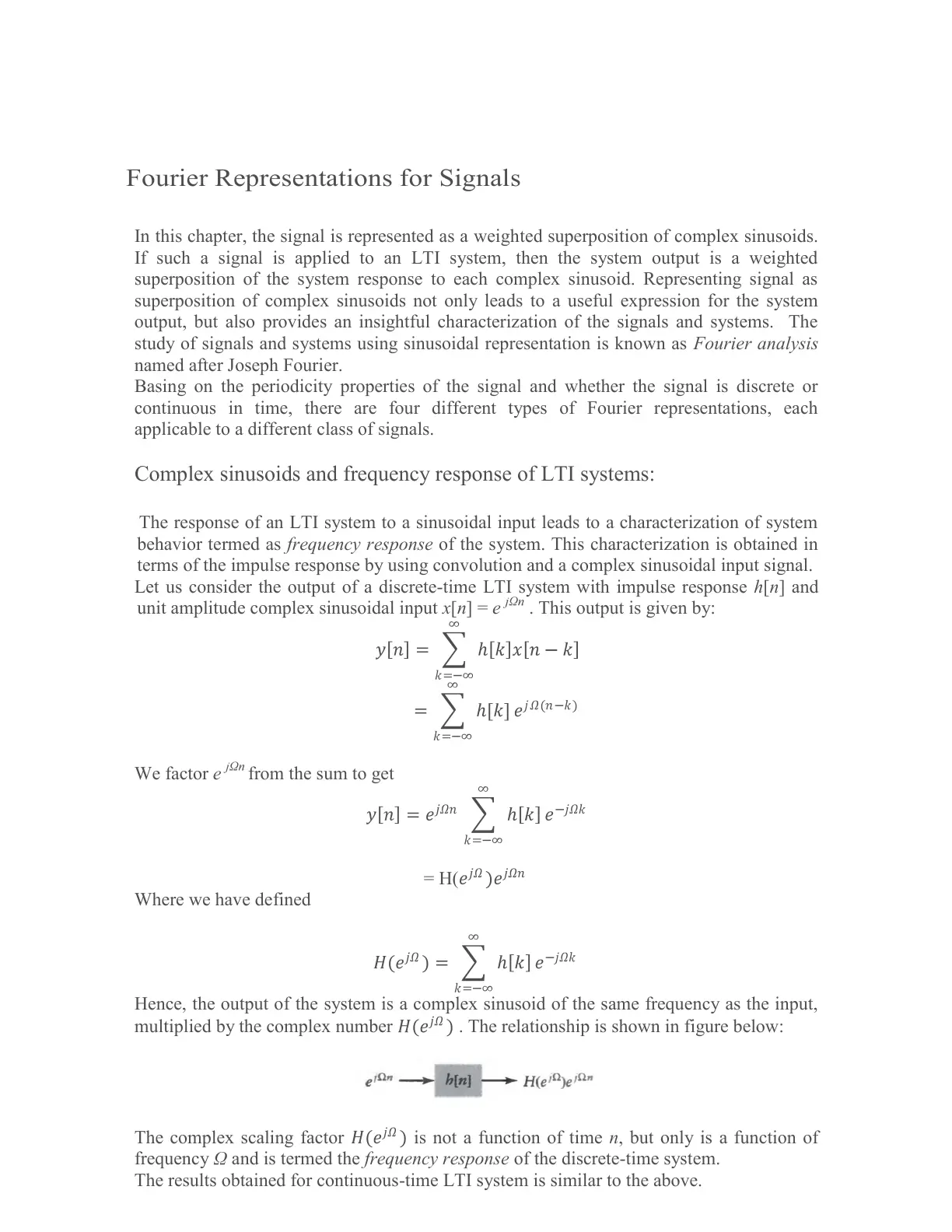 غلاف تقرير Fourier Representations for Signals