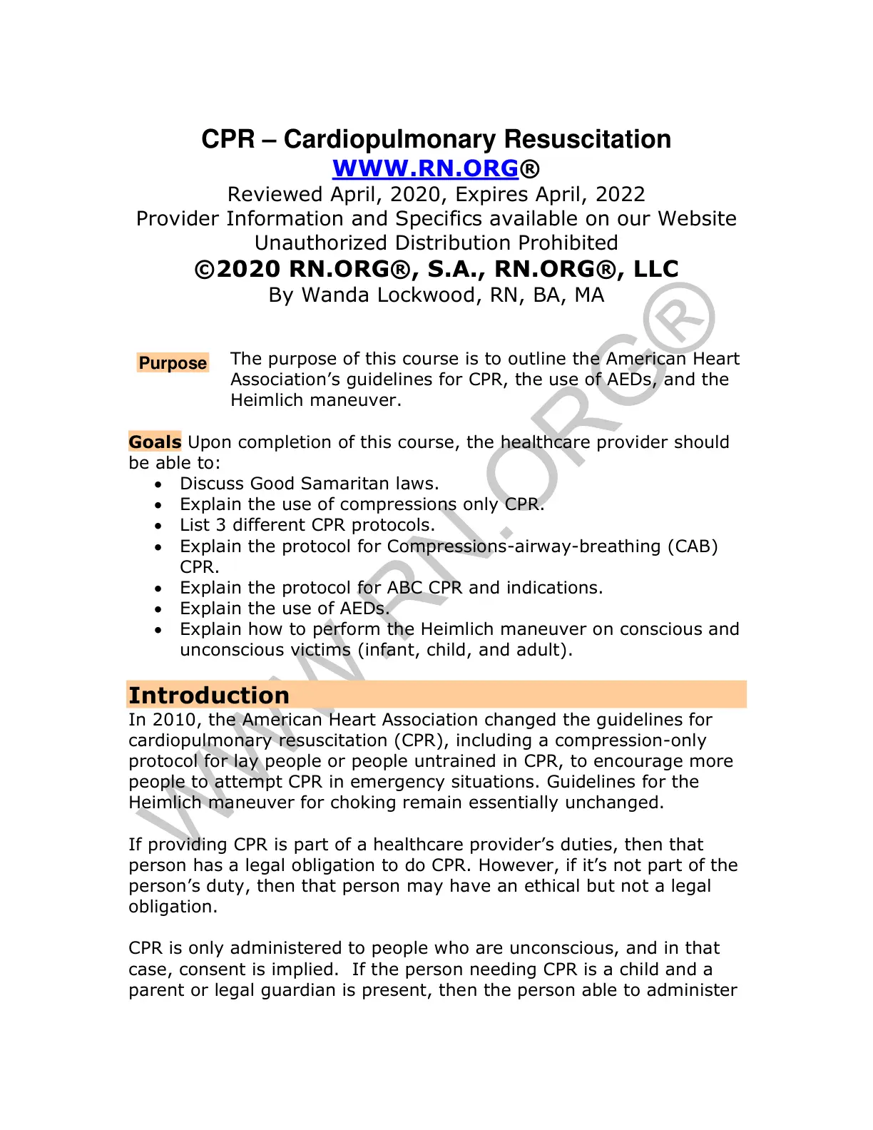 غلاف تقرير CPR Cardiopulmonary Resuscitation
