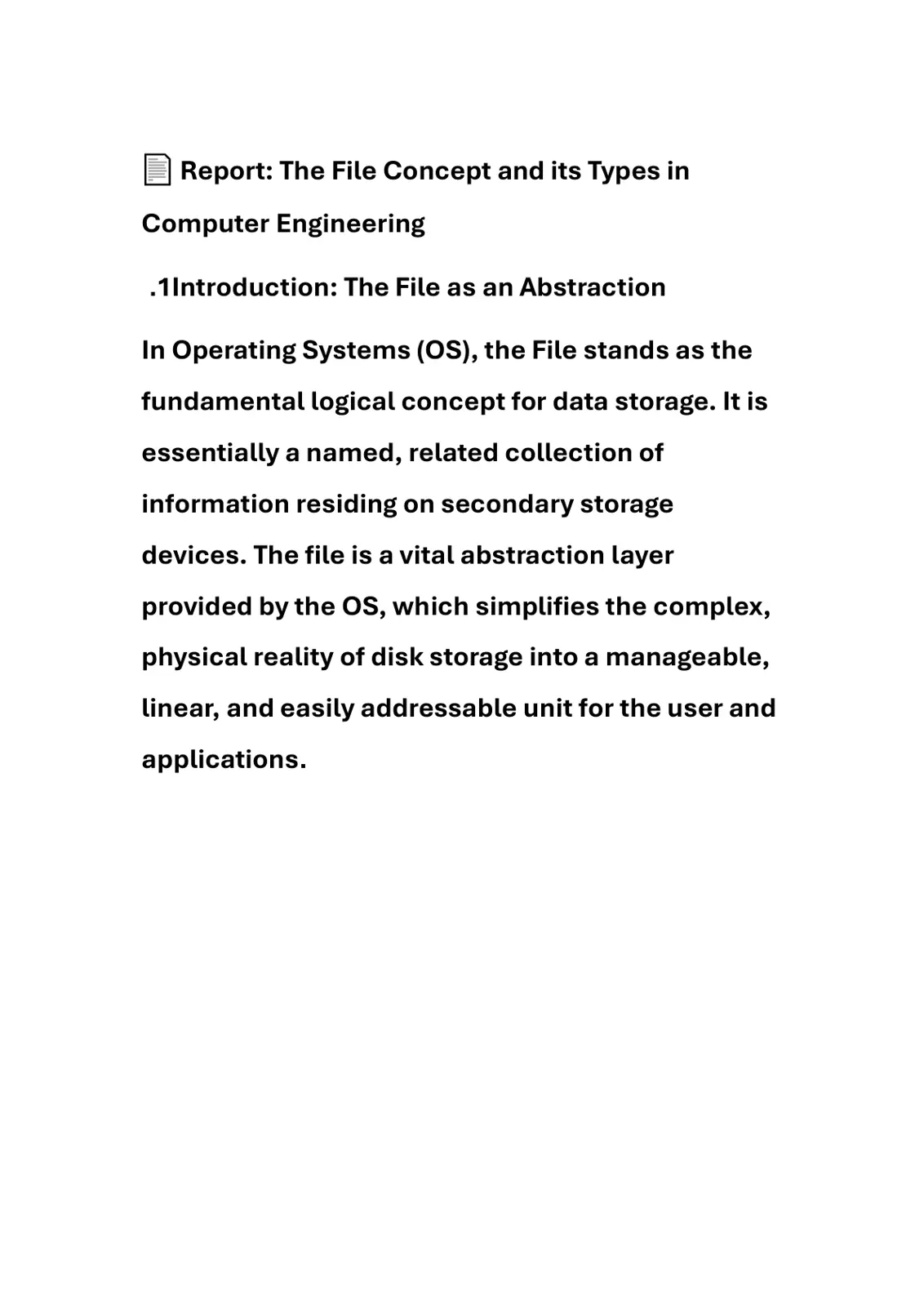غلاف تقرير The File Concept and its Types in Computer Engineering