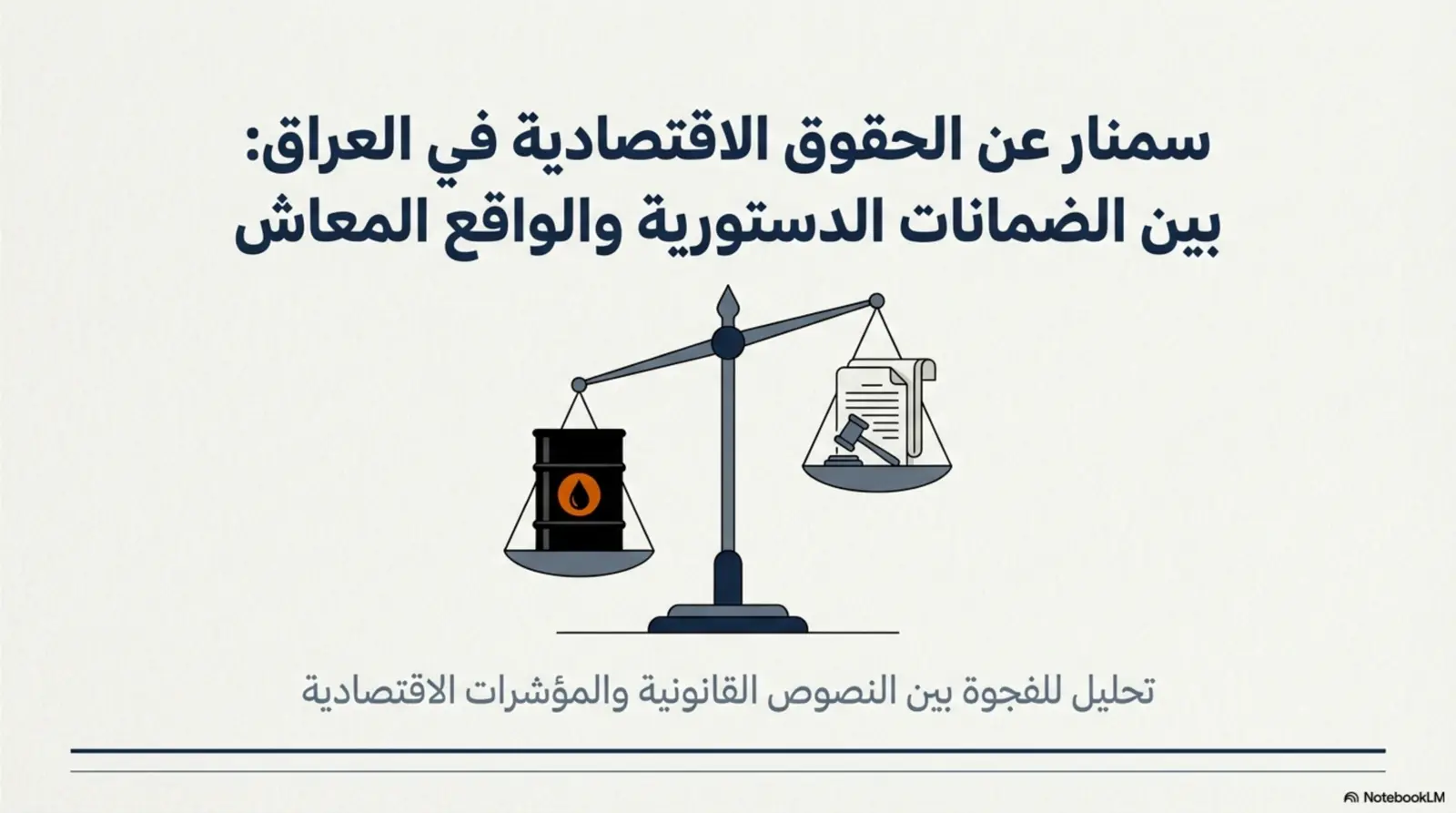 غلاف تقرير سمنار عن الحقوق الاقتصادية في العراق: بين الضمانات الدستورية والواقع المعاش