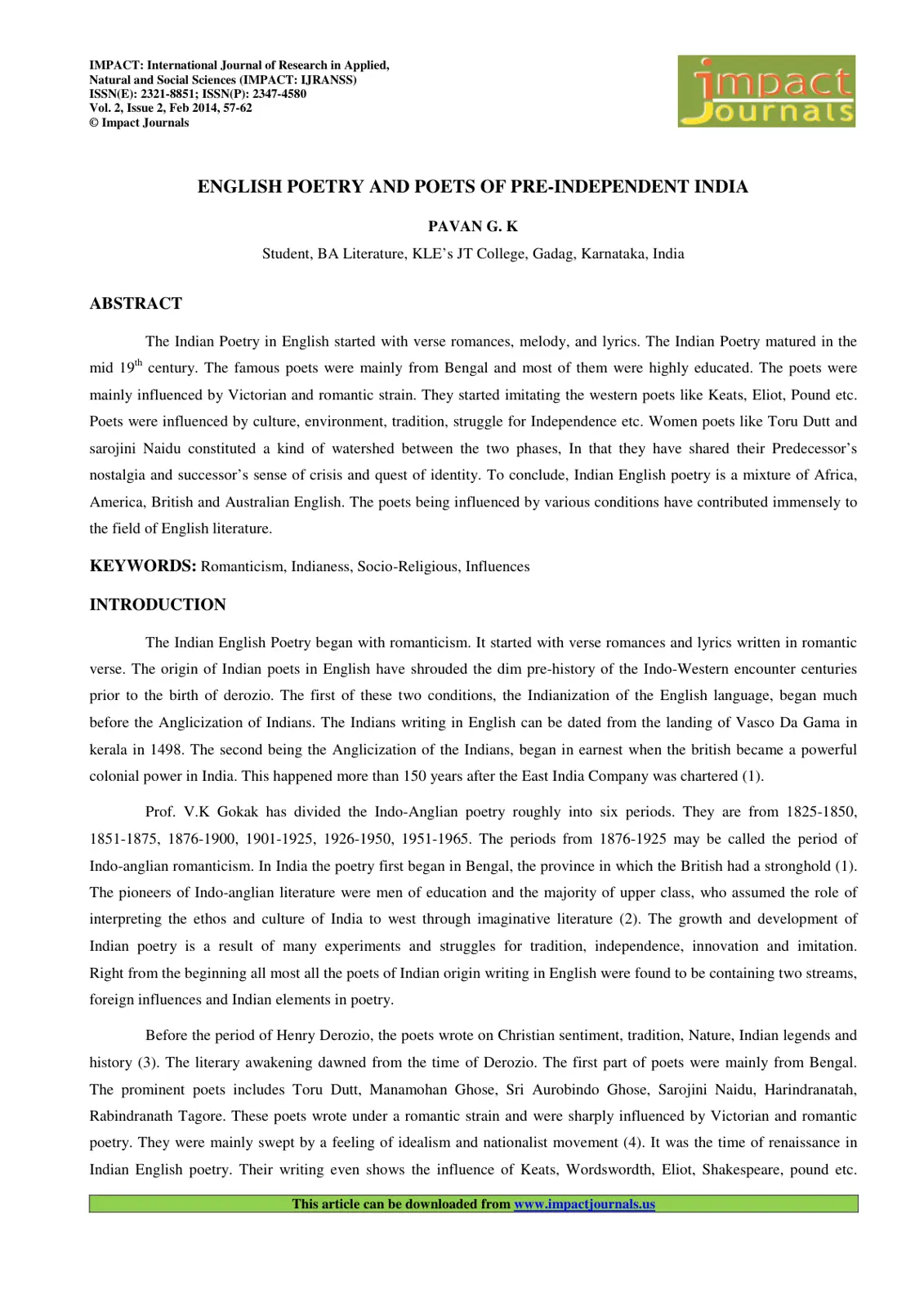 غلاف تقرير ENGLISH POETRY AND POETS OF PRE-INDEPENDENT INDIA