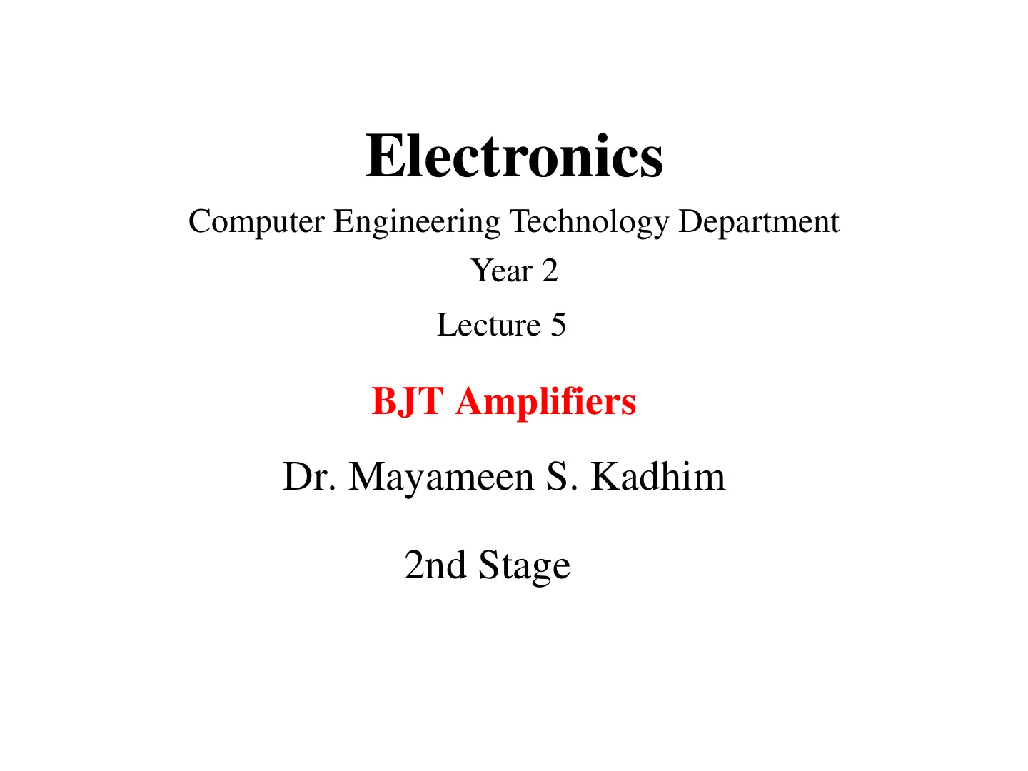 غلاف تقرير Electronics: BJT Amplifiers