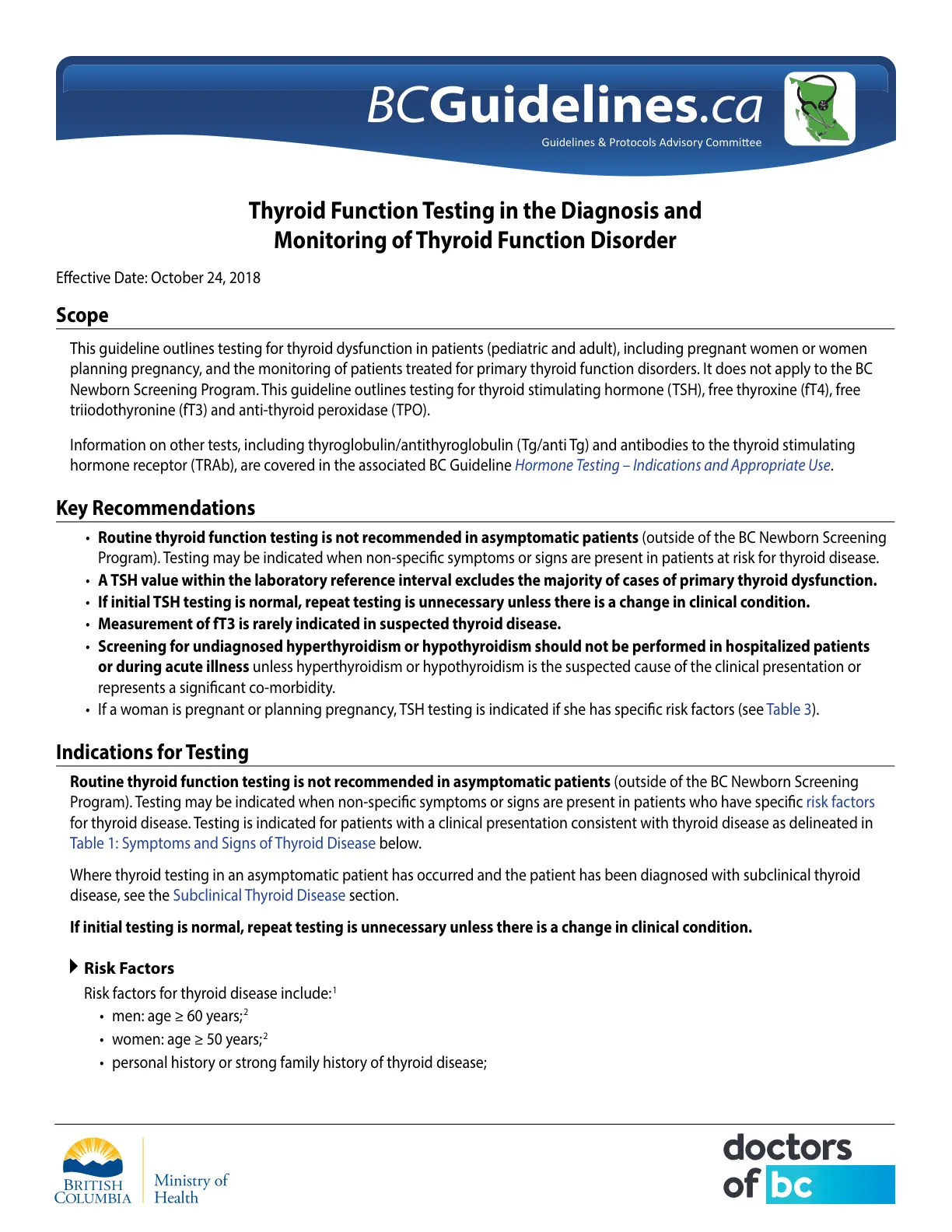 غلاف تقرير Thyroid Function Testing in the Diagnosis and Monitoring of Thyroid Function Disorder
