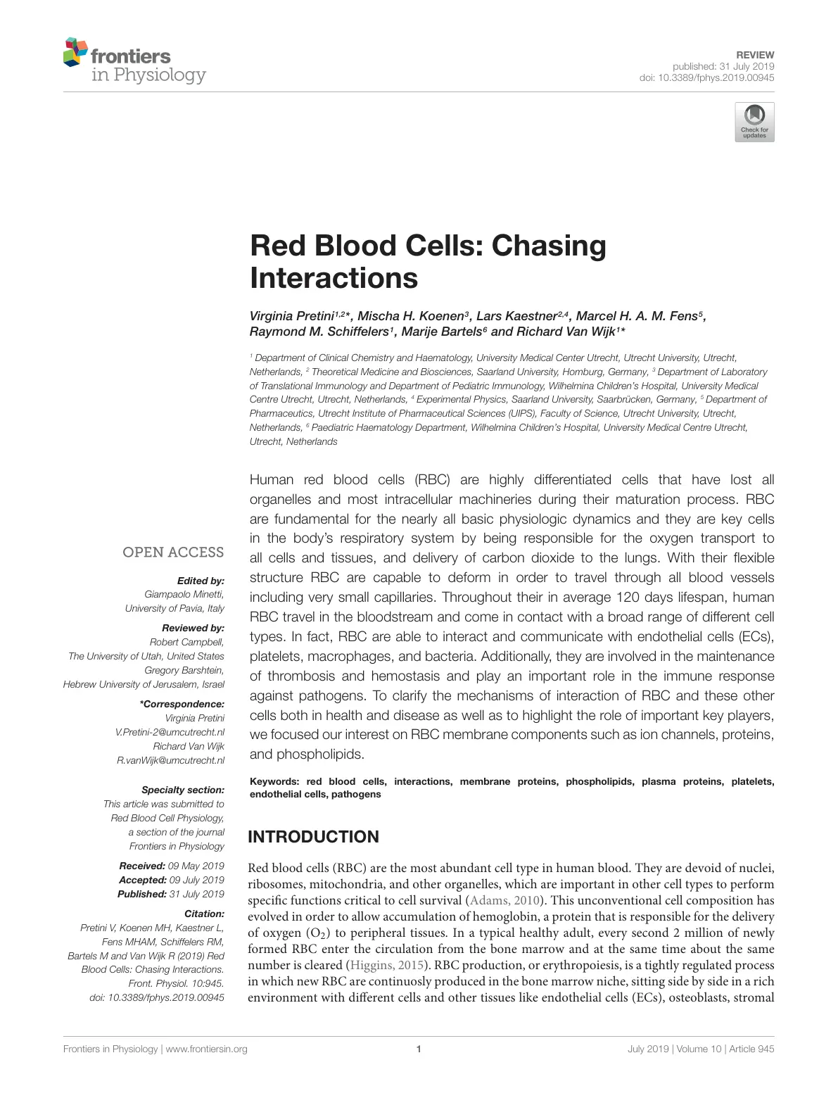 غلاف تقرير Red Blood Cells: Chasing Interactions