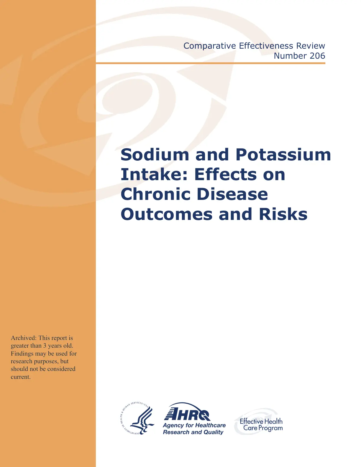 غلاف تقرير Sodium and Potassium Intake: Effects on Chronic Disease Outcomes and Risks