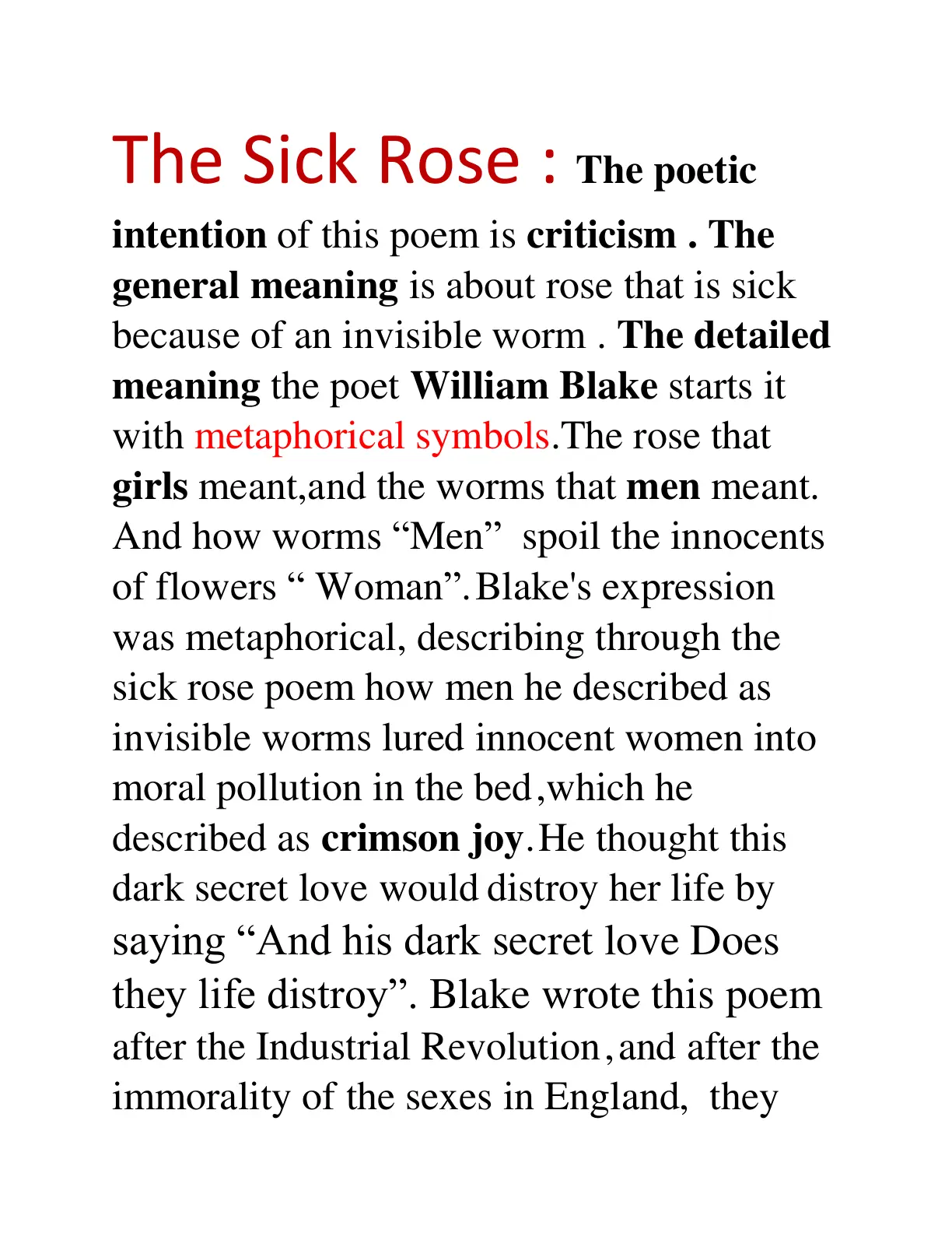 غلاف تقرير The Sick Rose: The Poetic Intention