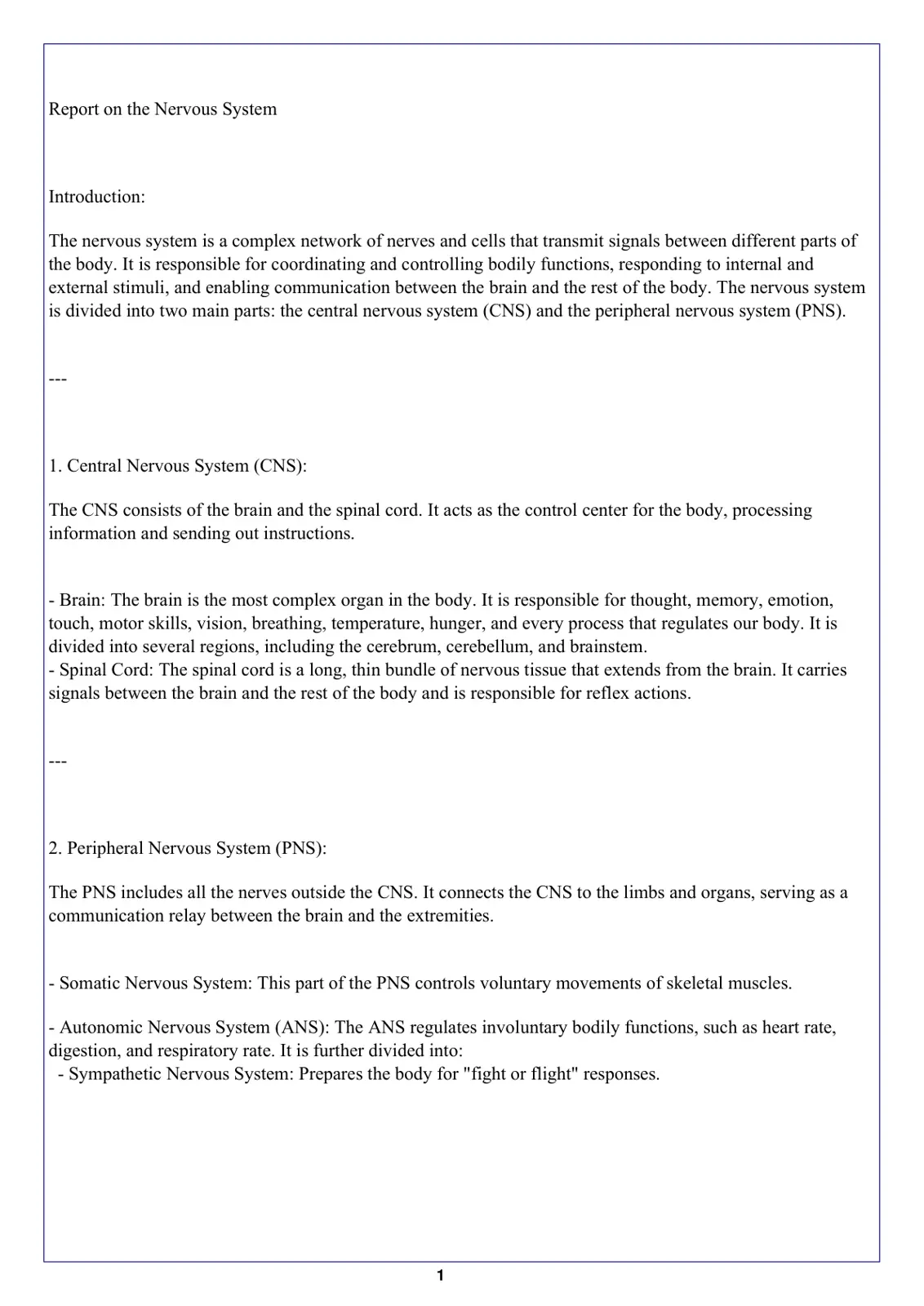 غلاف تقرير Report on the Nervous System