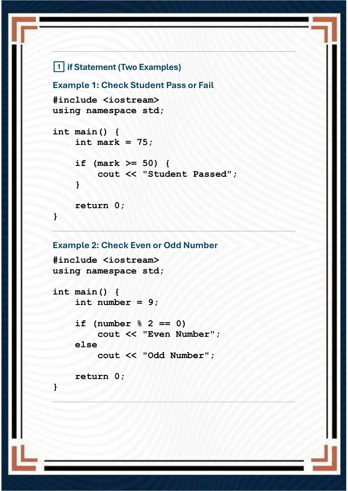 غلاف تقرير C++ If Statement Examples