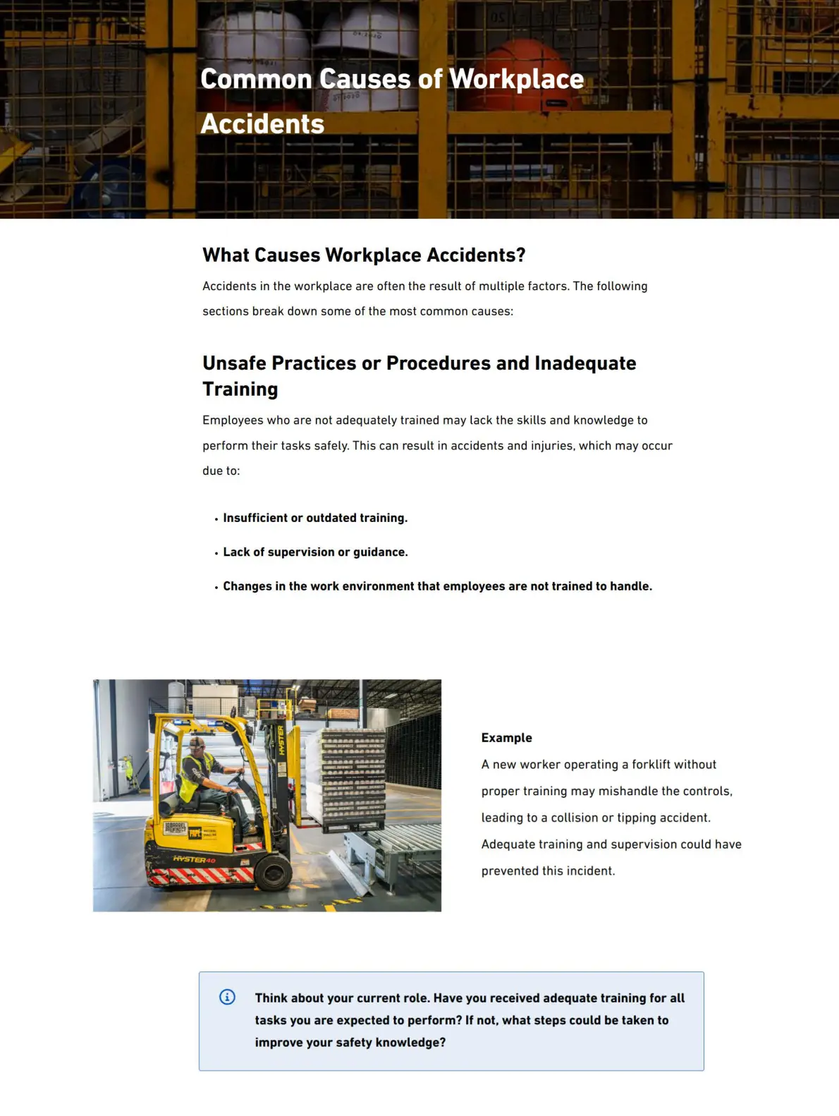 غلاف تقرير Common Causes of Workplace Accidents