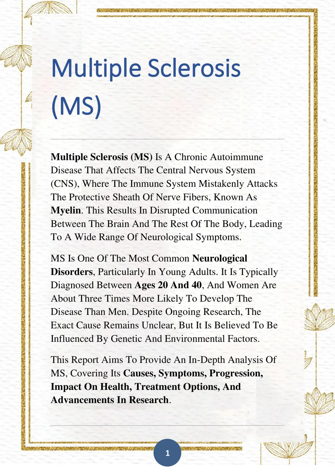 غلاف تقرير Multiple Sclerosis (MS)