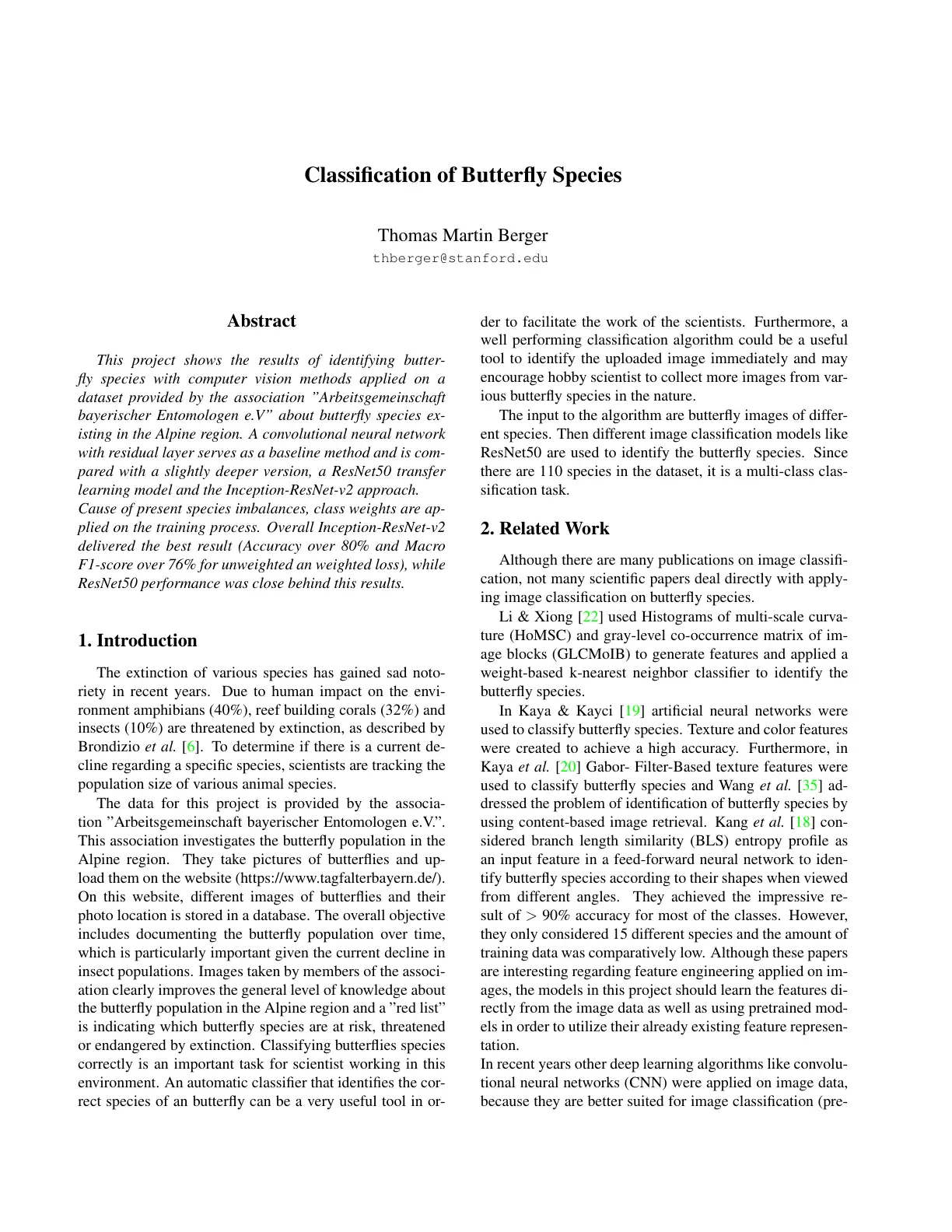 غلاف تقرير Classification of Butterfly Species