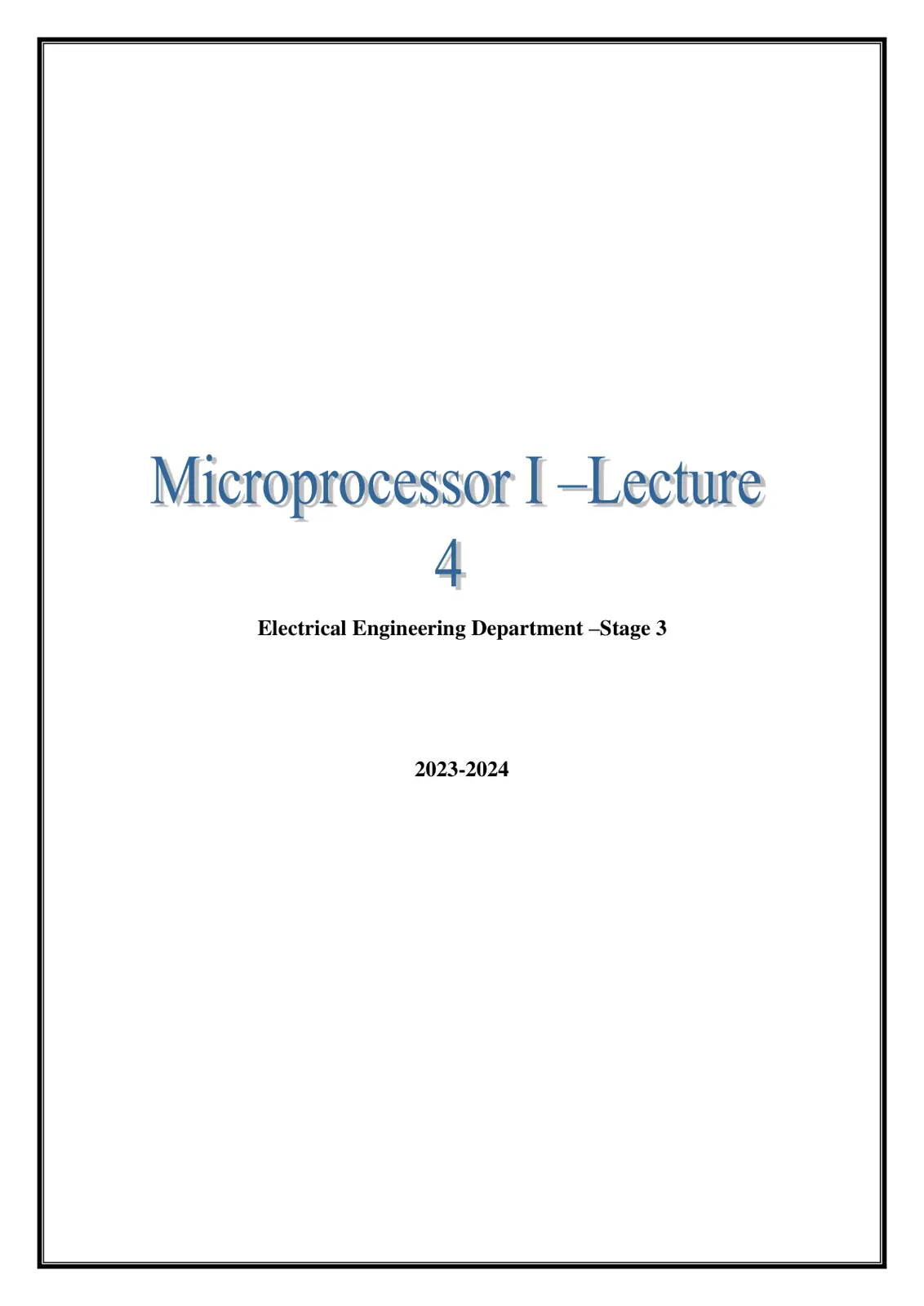 غلاف تقرير Microprocessor I - Lecture 4