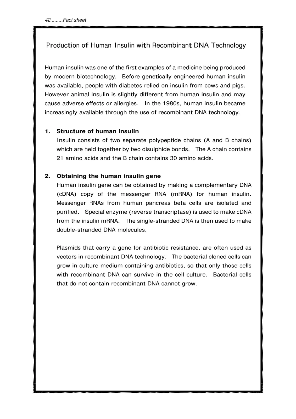غلاف تقرير Production of Human Insulin with Recombinant DNA Technology