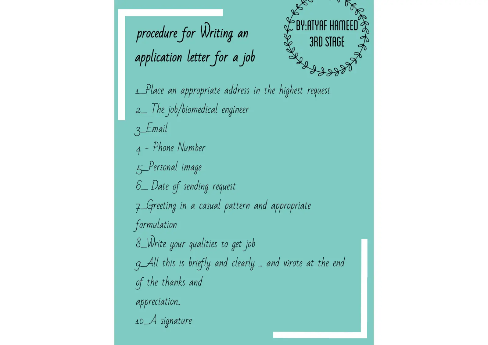 غلاف تقرير A Procedure for Writing Application Letter for a Job