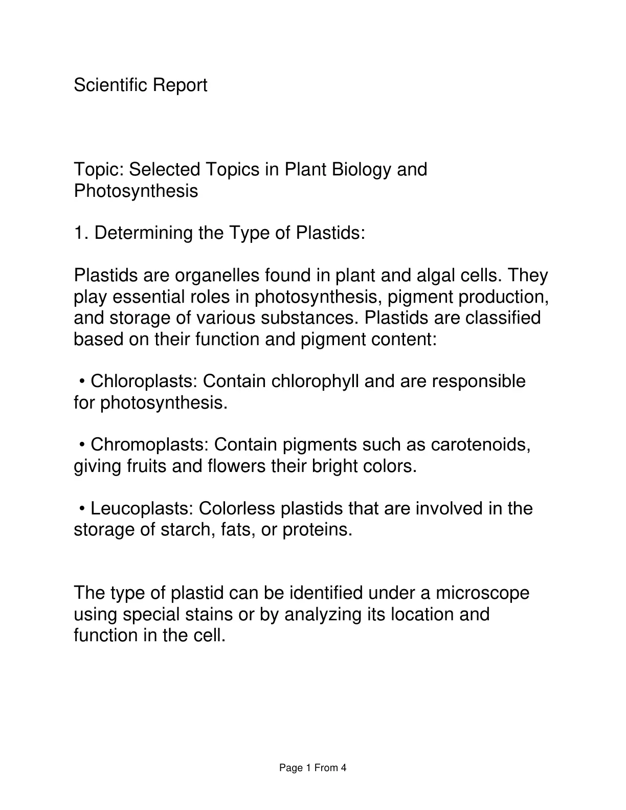 غلاف تقرير Selected Topics in Plant Biology and Photosynthesis