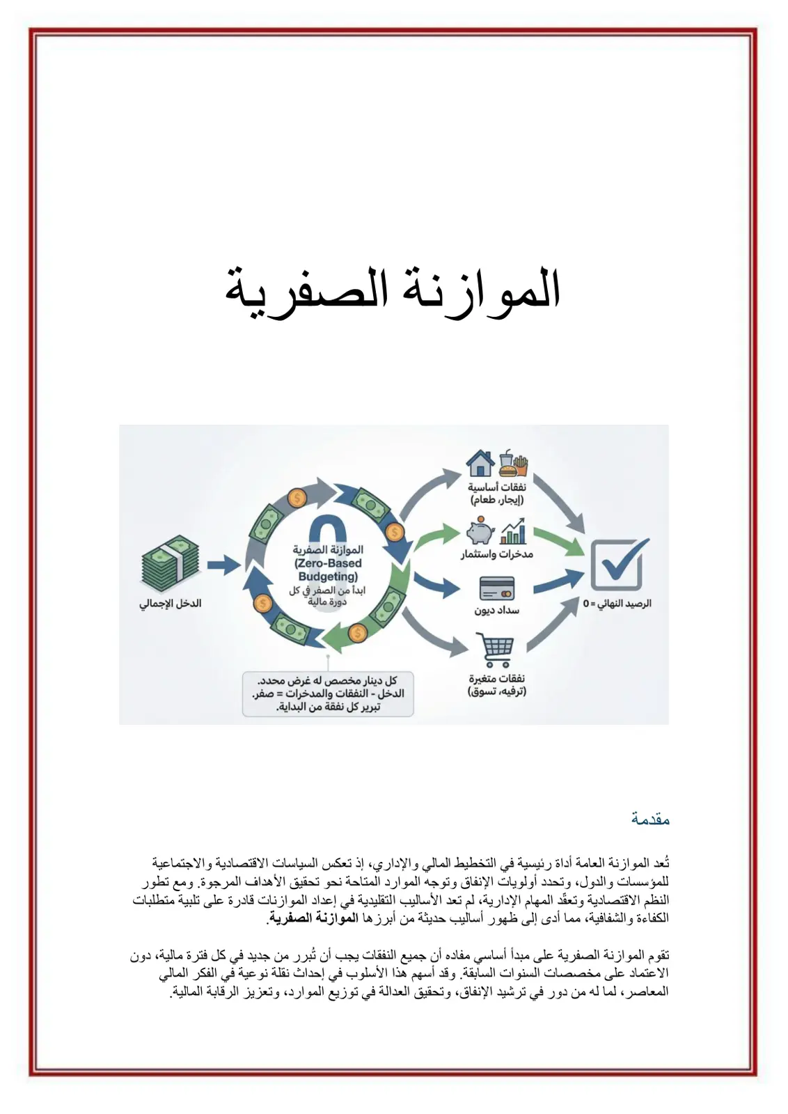 غلاف تقرير الموازنة الصفرية (Zero-Based Budgeting)