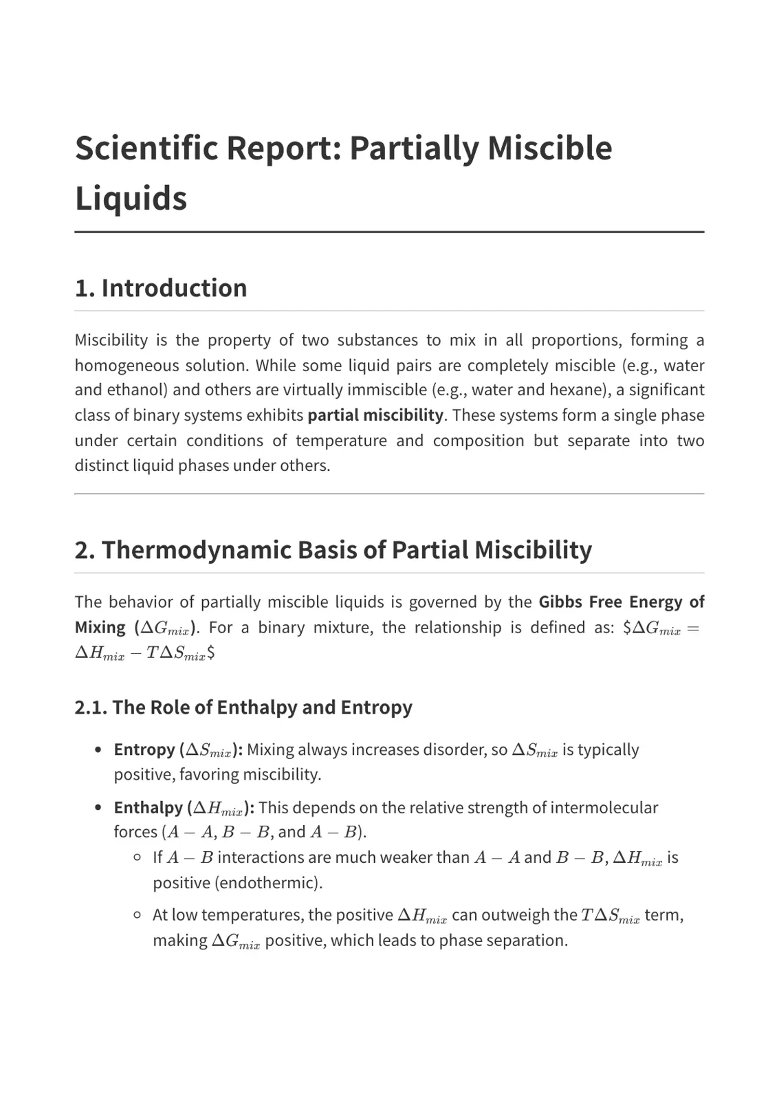 غلاف تقرير Scientific Report: Partially Miscible Liquids