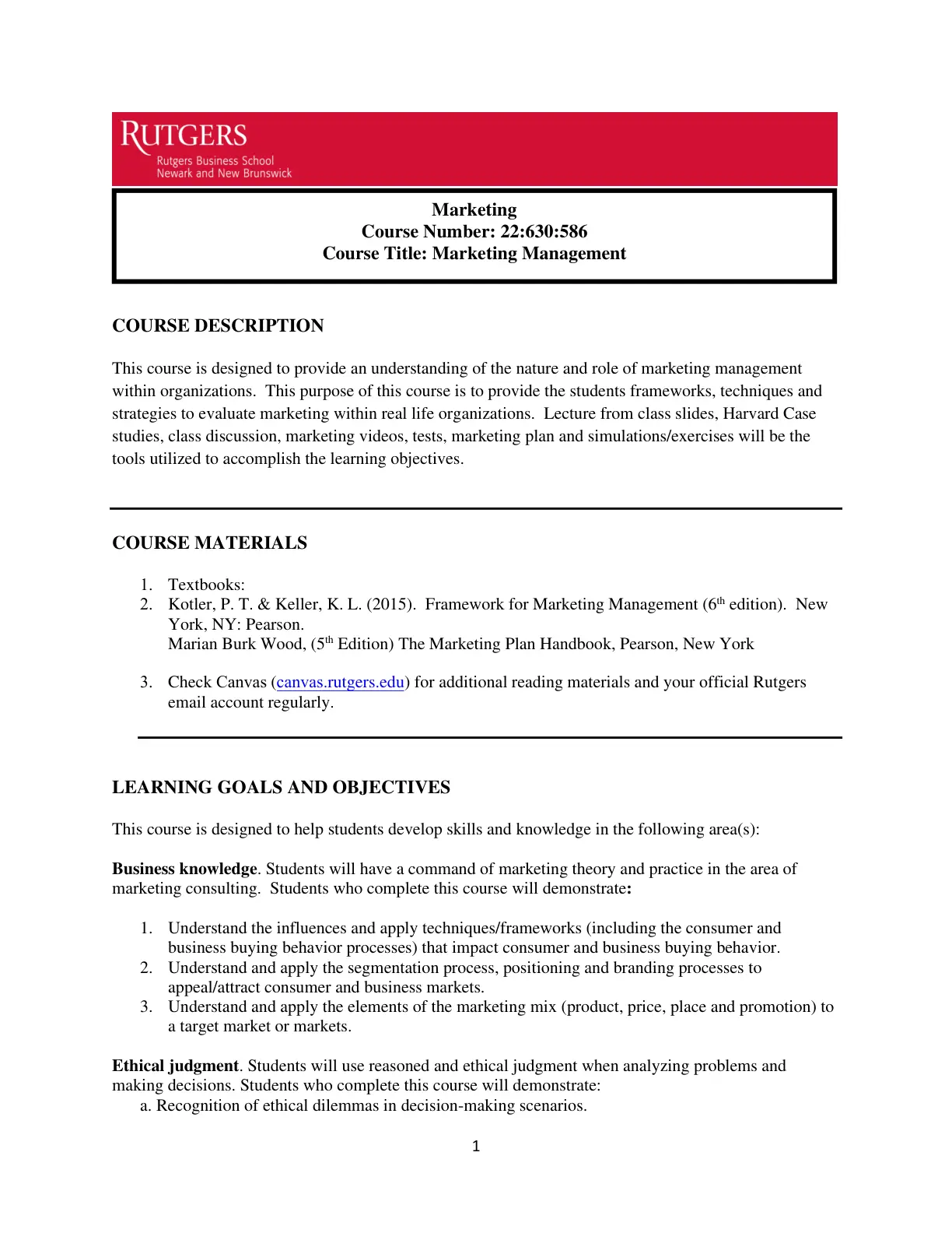 غلاف تقرير Marketing Management