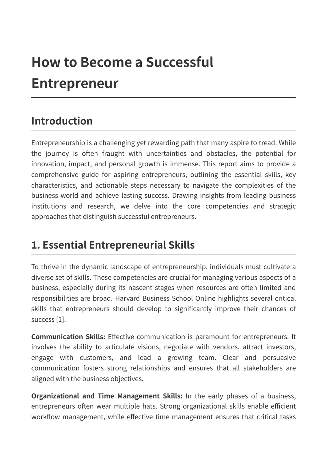 غلاف تقرير How to Become a Successful Entrepreneur
