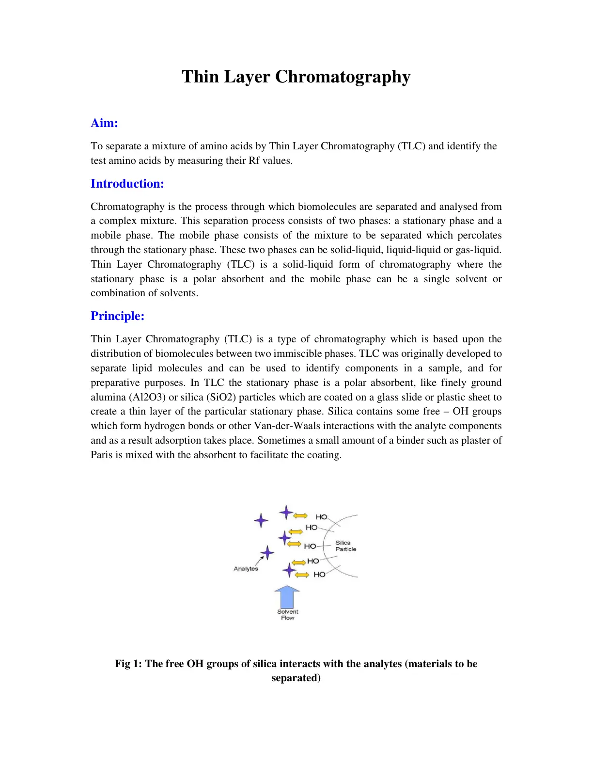غلاف تقرير Thin Layer Chromatography