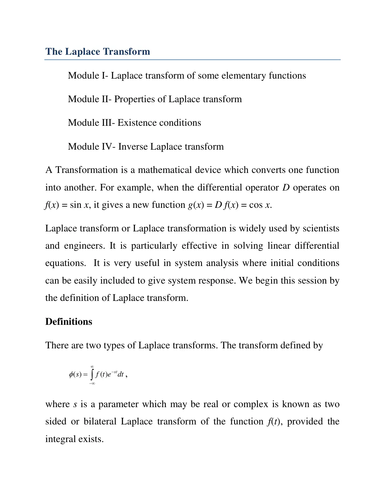 غلاف تقرير The Laplace Transform
