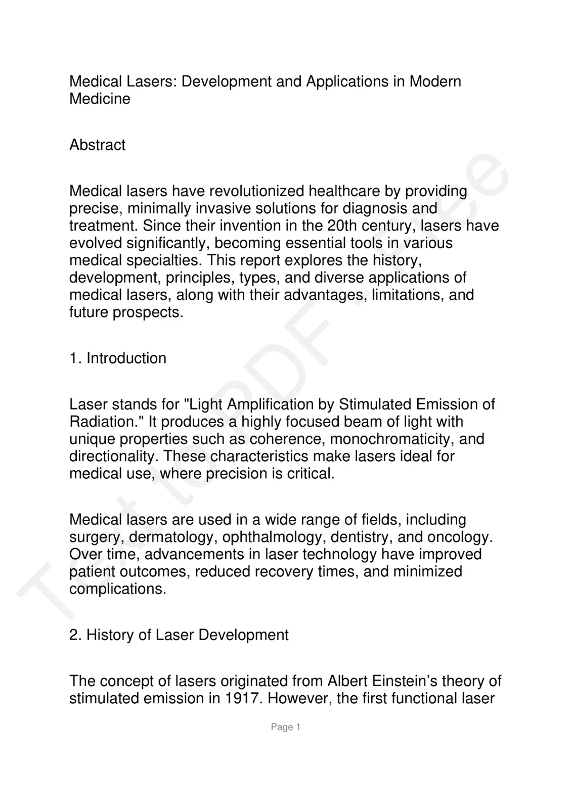 غلاف تقرير Medical Lasers: Development and Applications in Modern Medicine