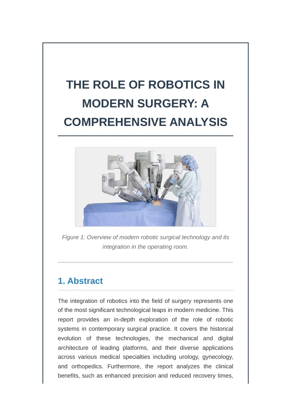 غلاف تقرير The Role of Robotics in Modern Surgery: A Comprehensive Analysis