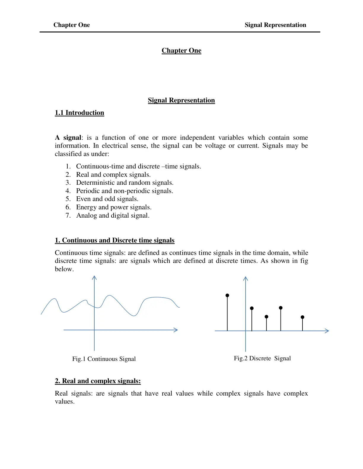 غلاف تقرير Signal Representation