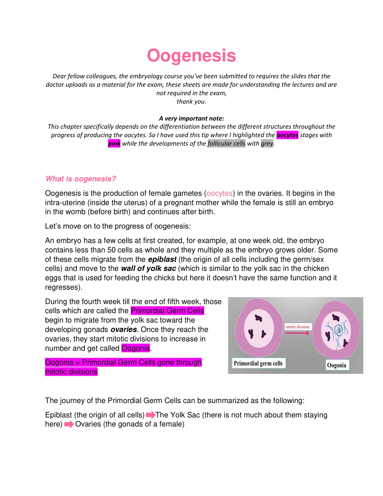 غلاف تقرير Oogenesis