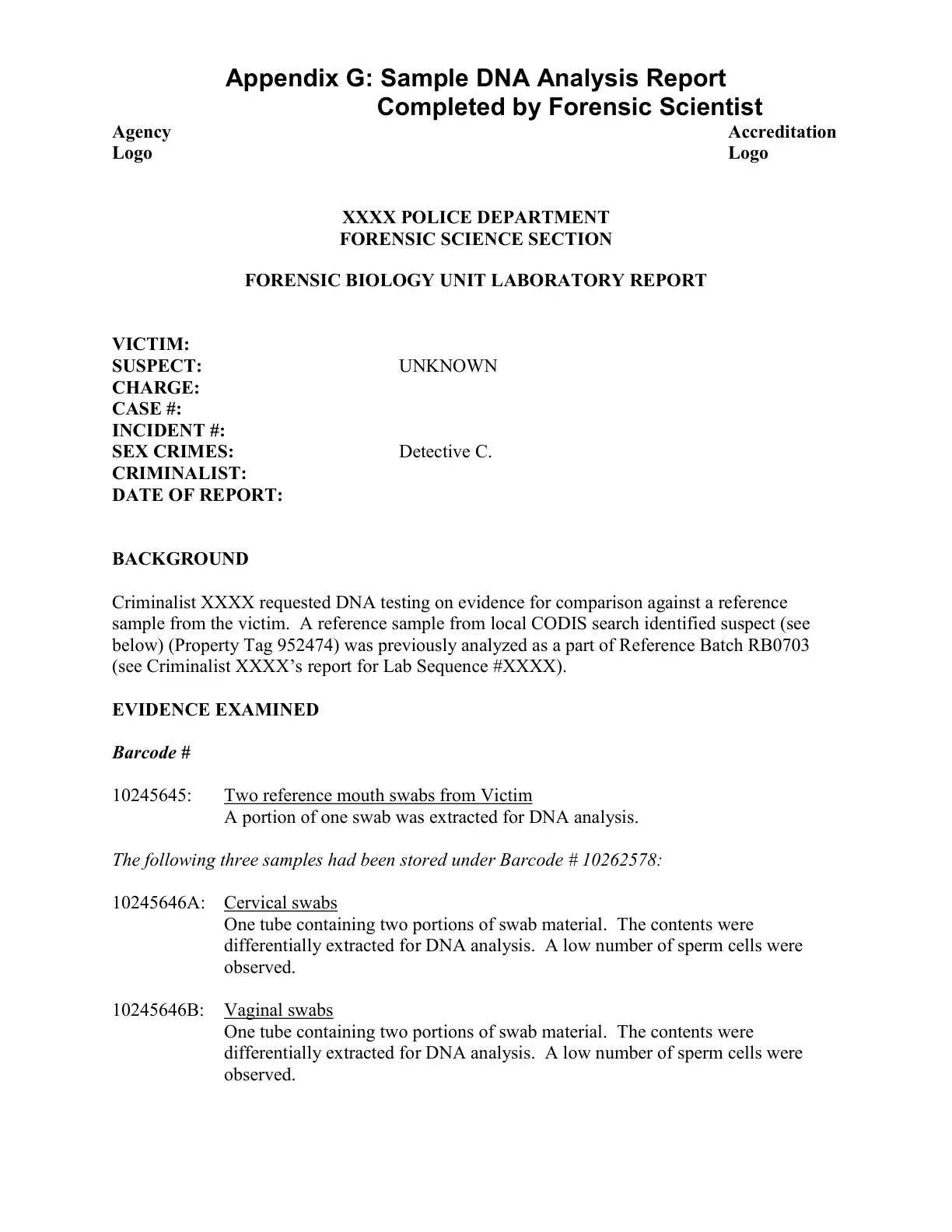 غلاف تقرير Sample DNA Analysis Report