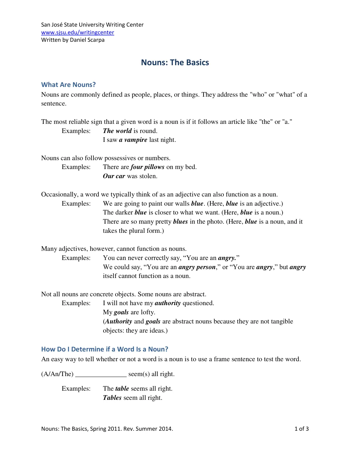 غلاف تقرير Nouns: The Basics