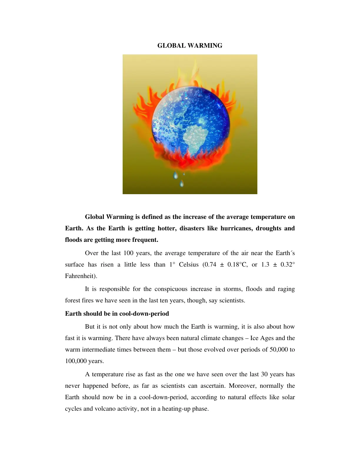 غلاف تقرير GLOBAL WARMING