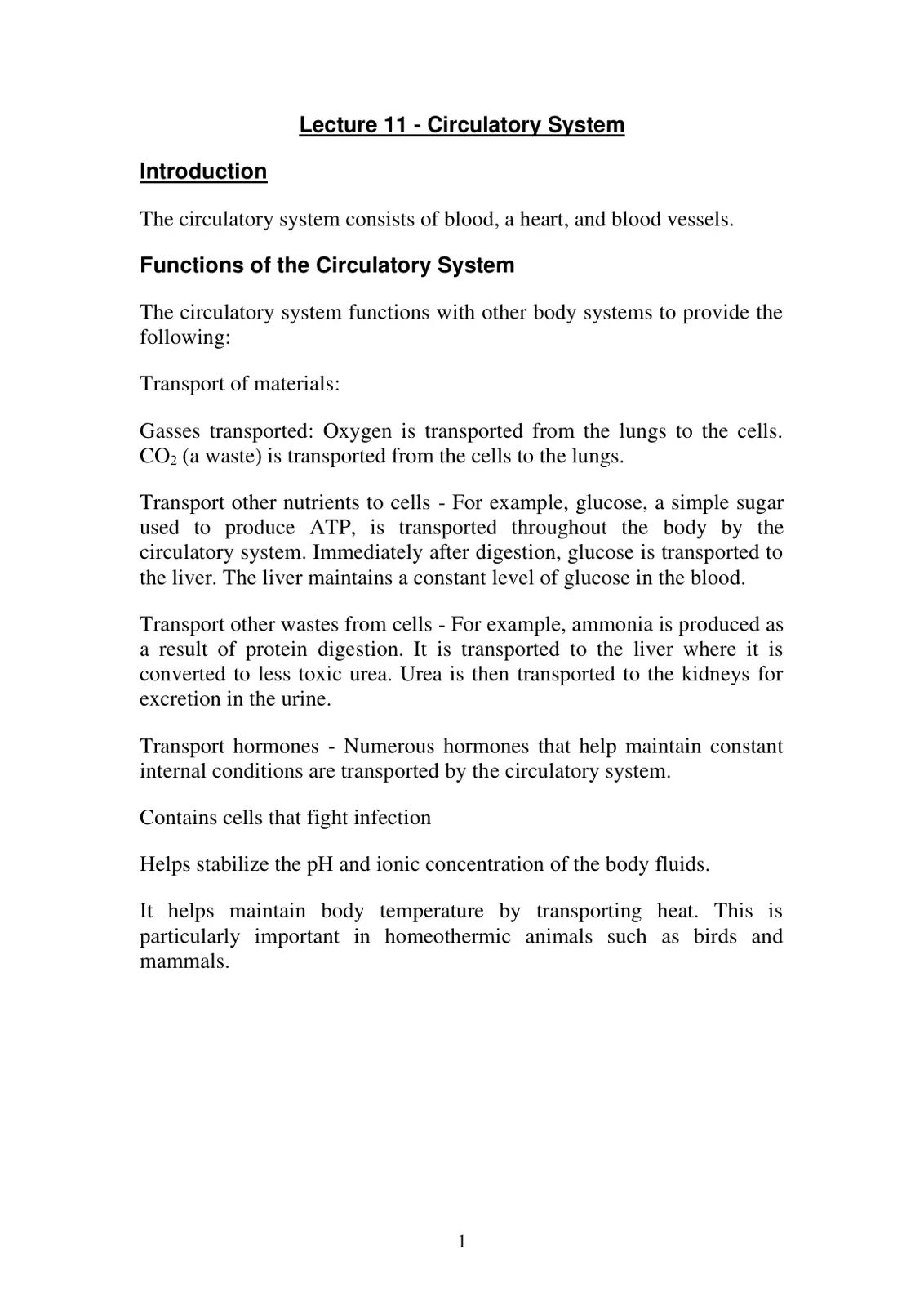 غلاف تقرير Introduction Lecture 11 - Circulatory System