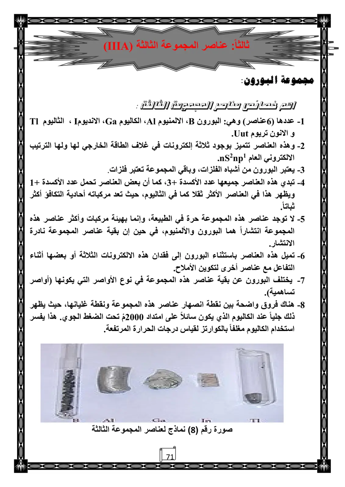 غلاف تقرير عناصر المجموعة الثالثة (IIIA) - مجموعة البورون