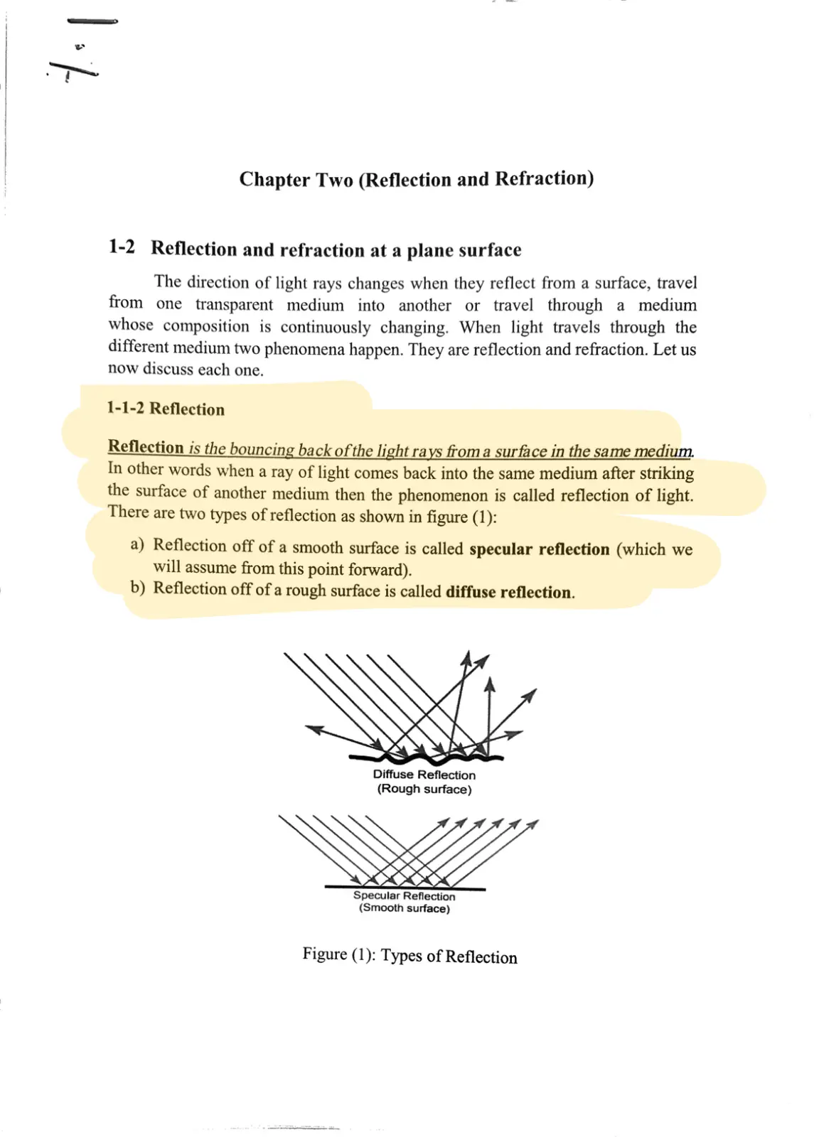 غلاف تقرير Chapter Two (Reflection and Refraction)