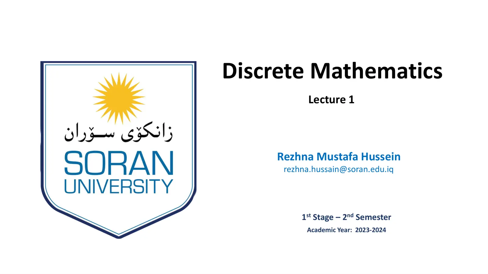غلاف تقرير Discrete Mathematics - Lecture 1