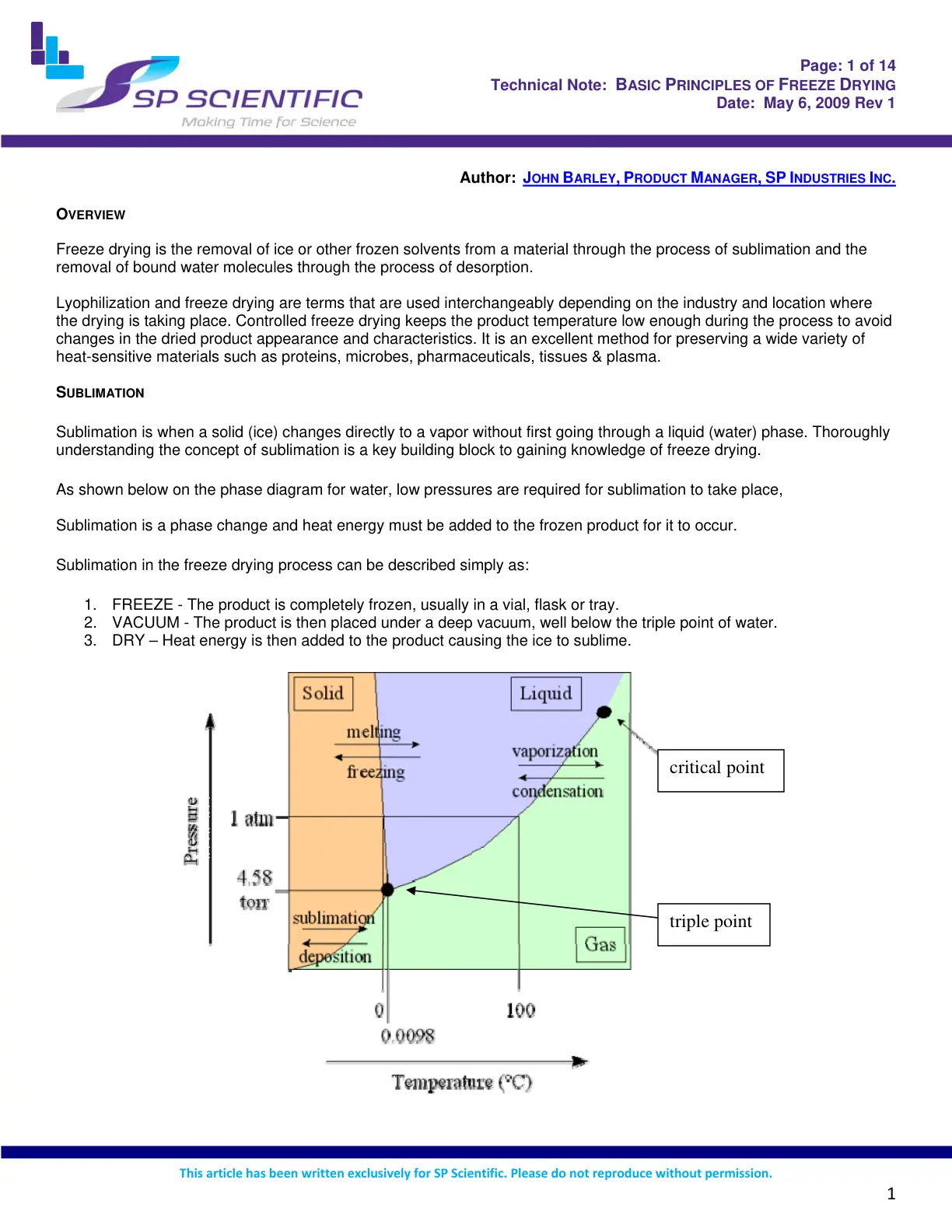 غلاف تقرير Basic Principles of Freeze Drying