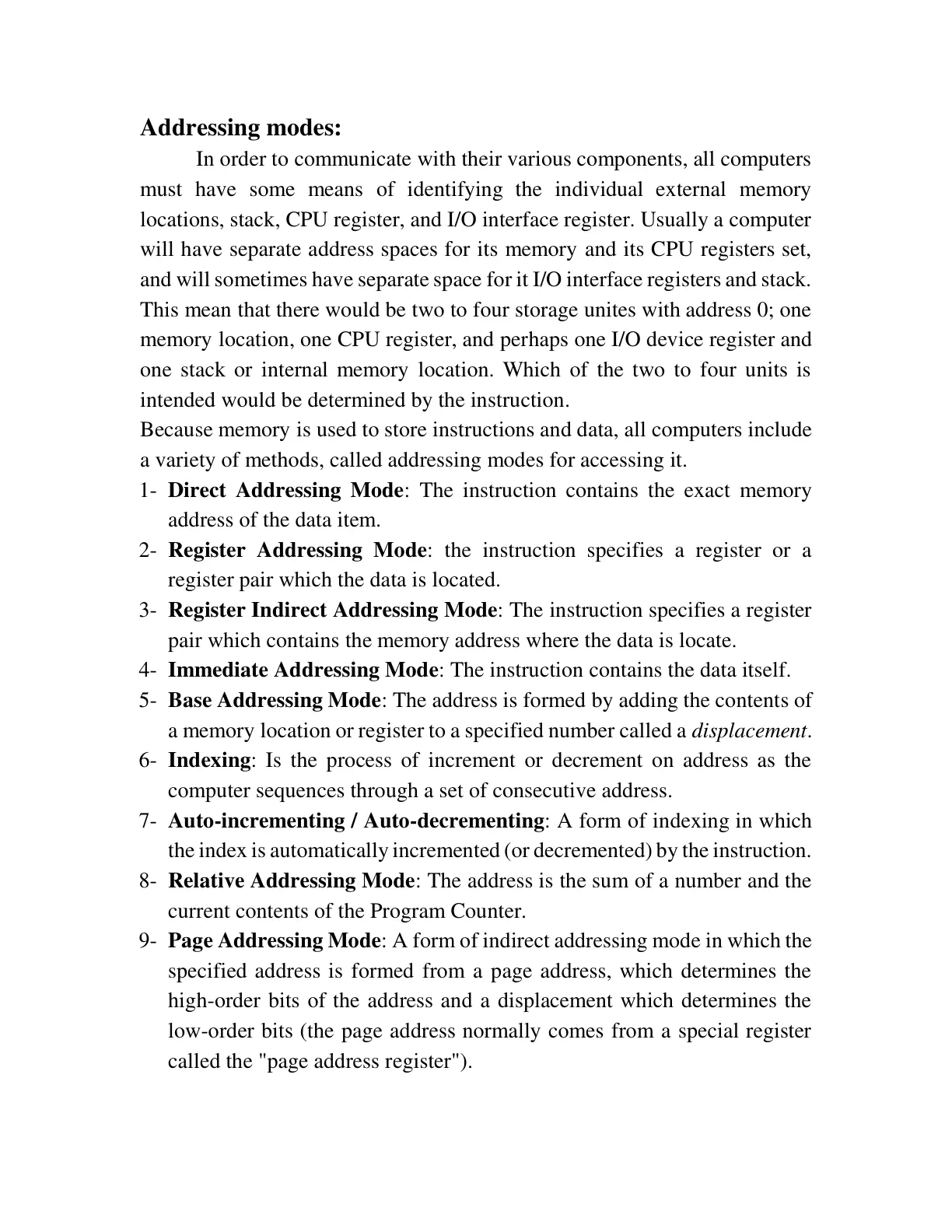 غلاف تقرير Addressing modes