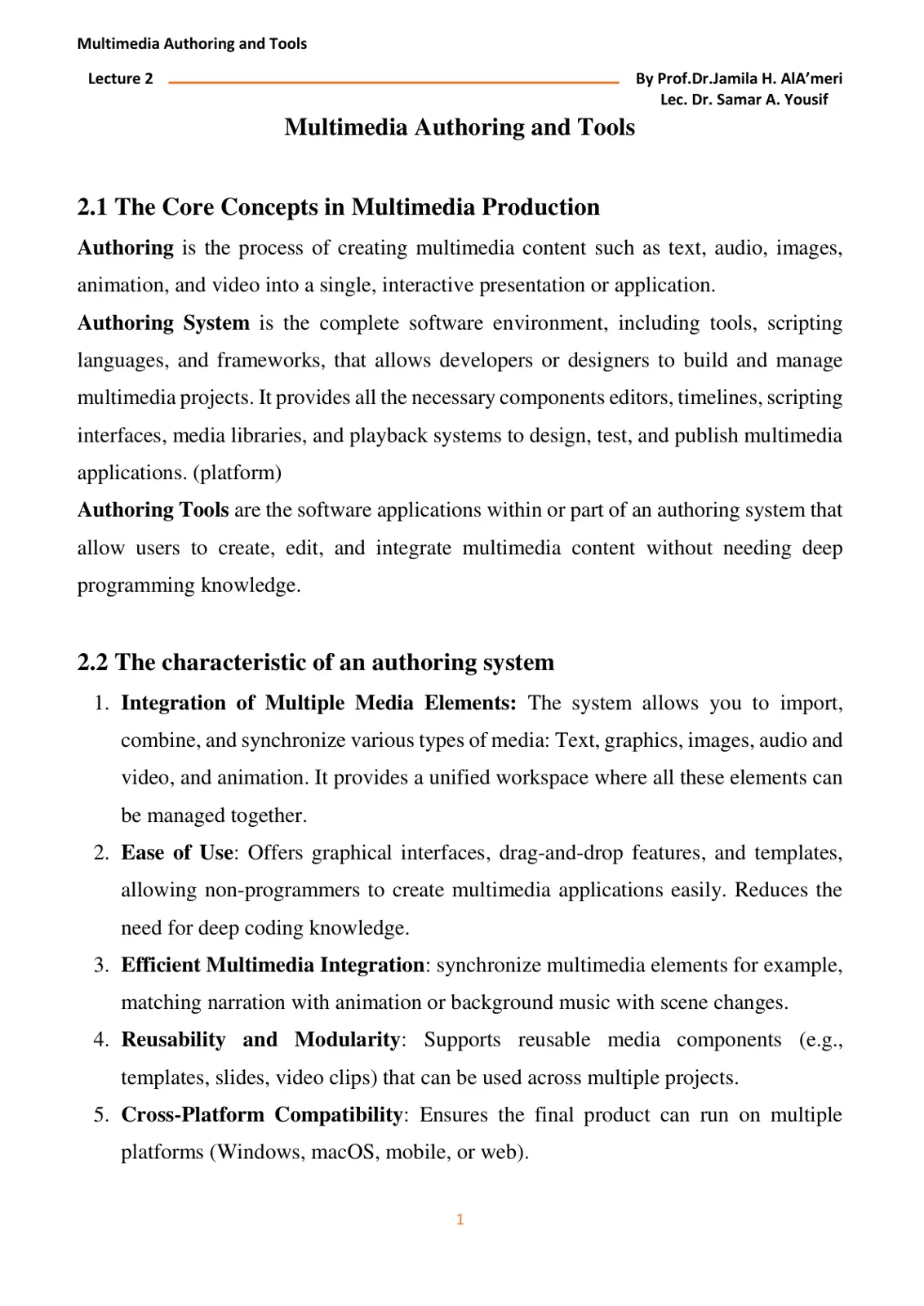 غلاف تقرير Multimedia Authoring and Tools Lecture 2